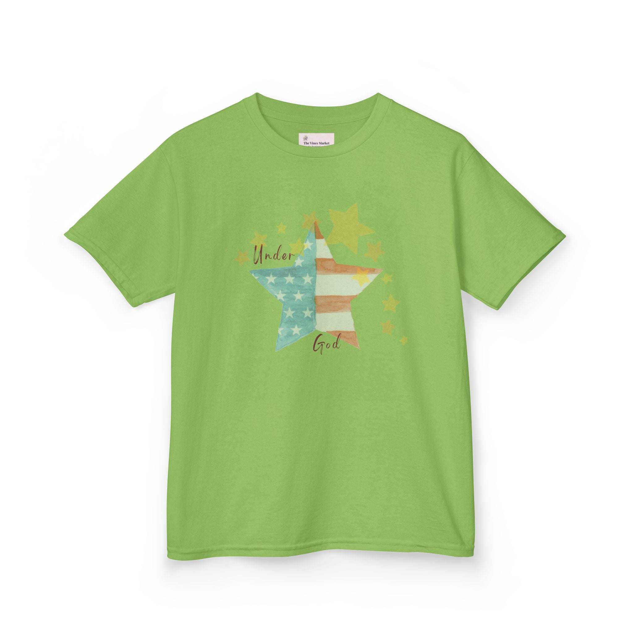Under God | Watercolor Star Flag Kids T-Shirt Unisex Kids Heavy Cotton™ Tee