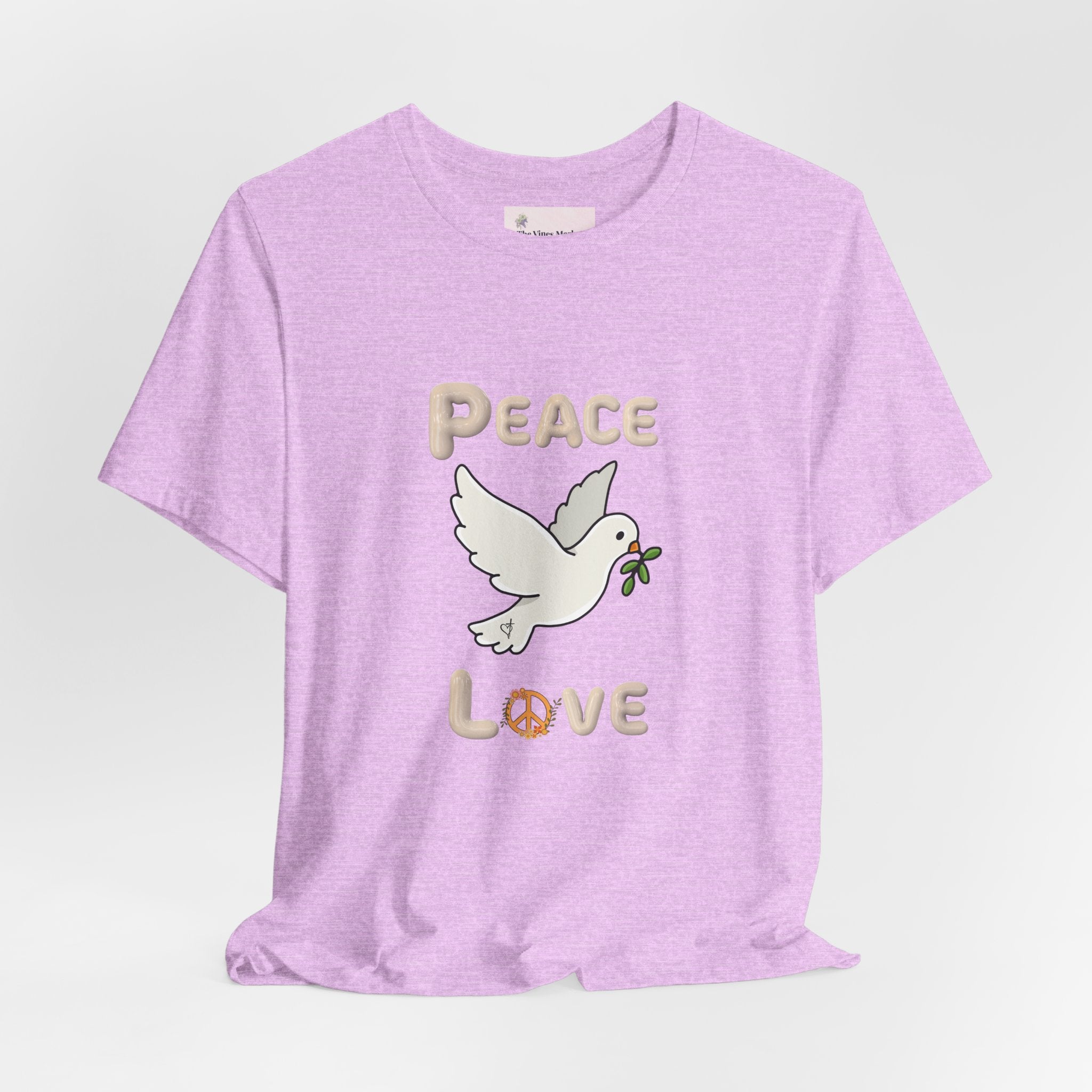 Adult Female Relaxed Comfort Tee:  Peace and Love