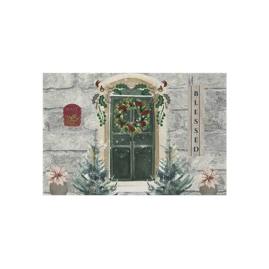Blessed | Christmas Cottage Door Outdoor Rug