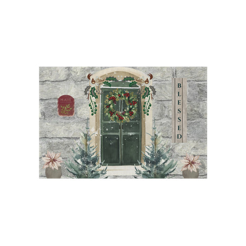 Blessed | Christmas Cottage Door Outdoor Rug