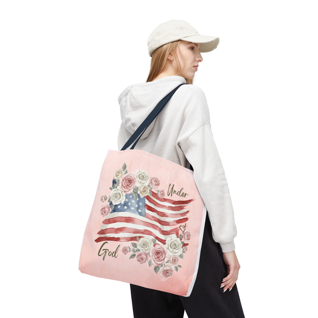Under God | Watercolor Flag & Roses Tote Bag