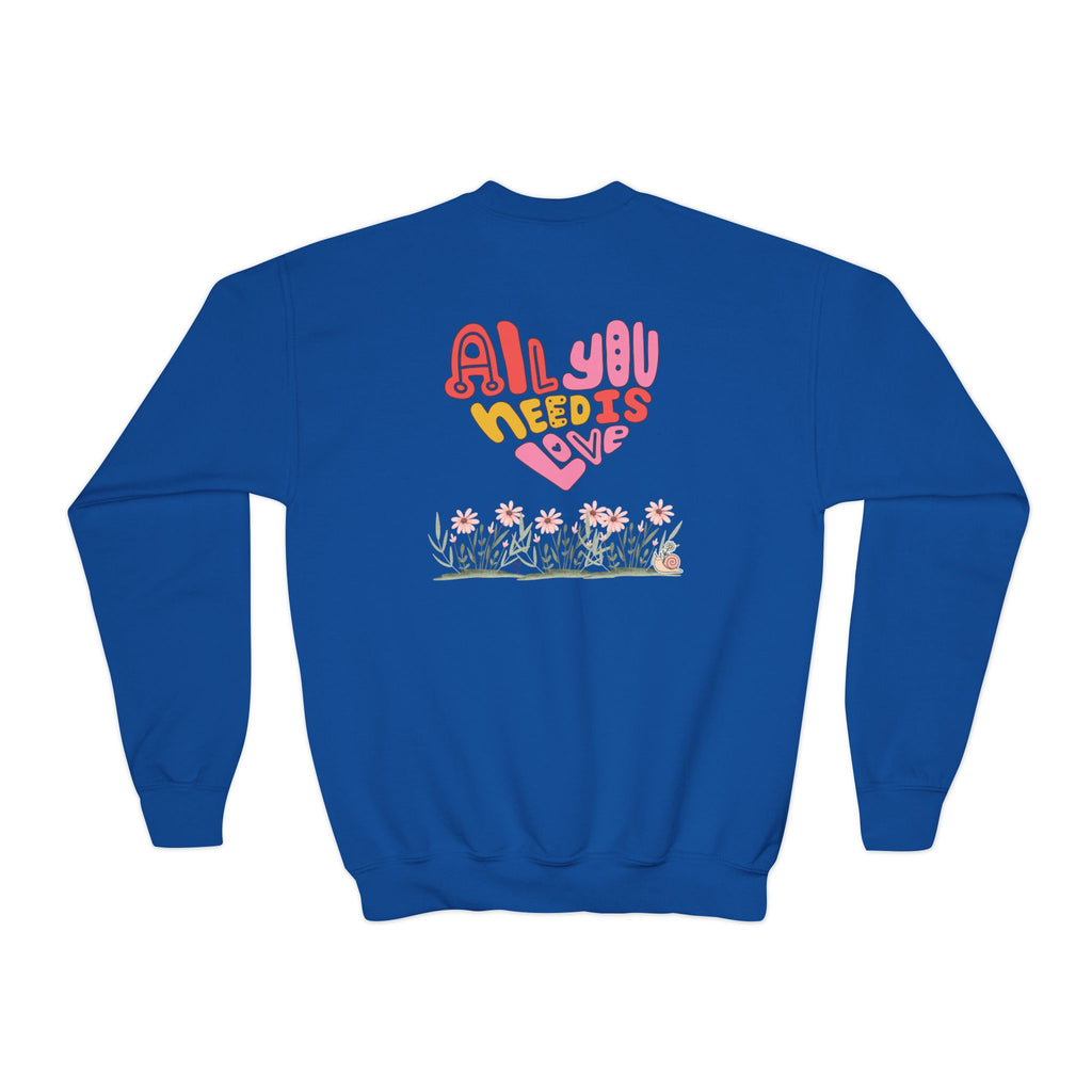 Youth Female Retro Crewneck Sweatshirt:  All You Need is Love