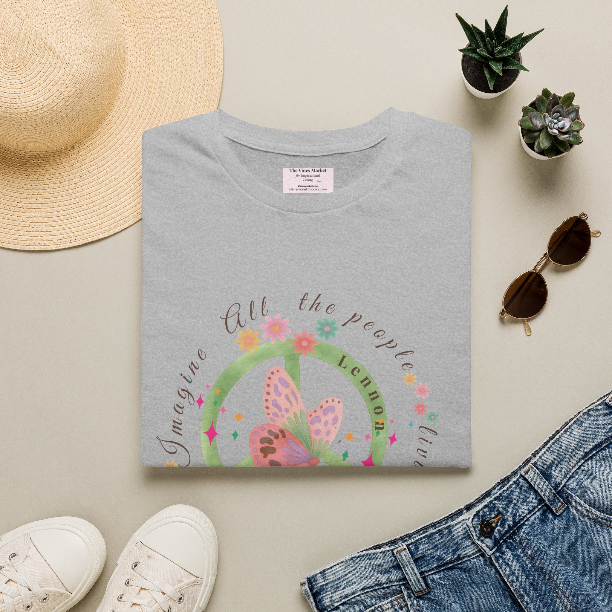 Peace and Love:  Imagine All The People Ultra Soft 100% Cotton Tee for Her