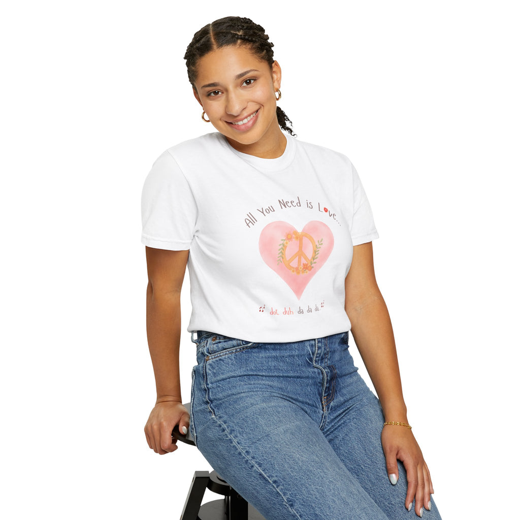 Peace and Love — Watercolor All You Need Is Love Tee — For Her