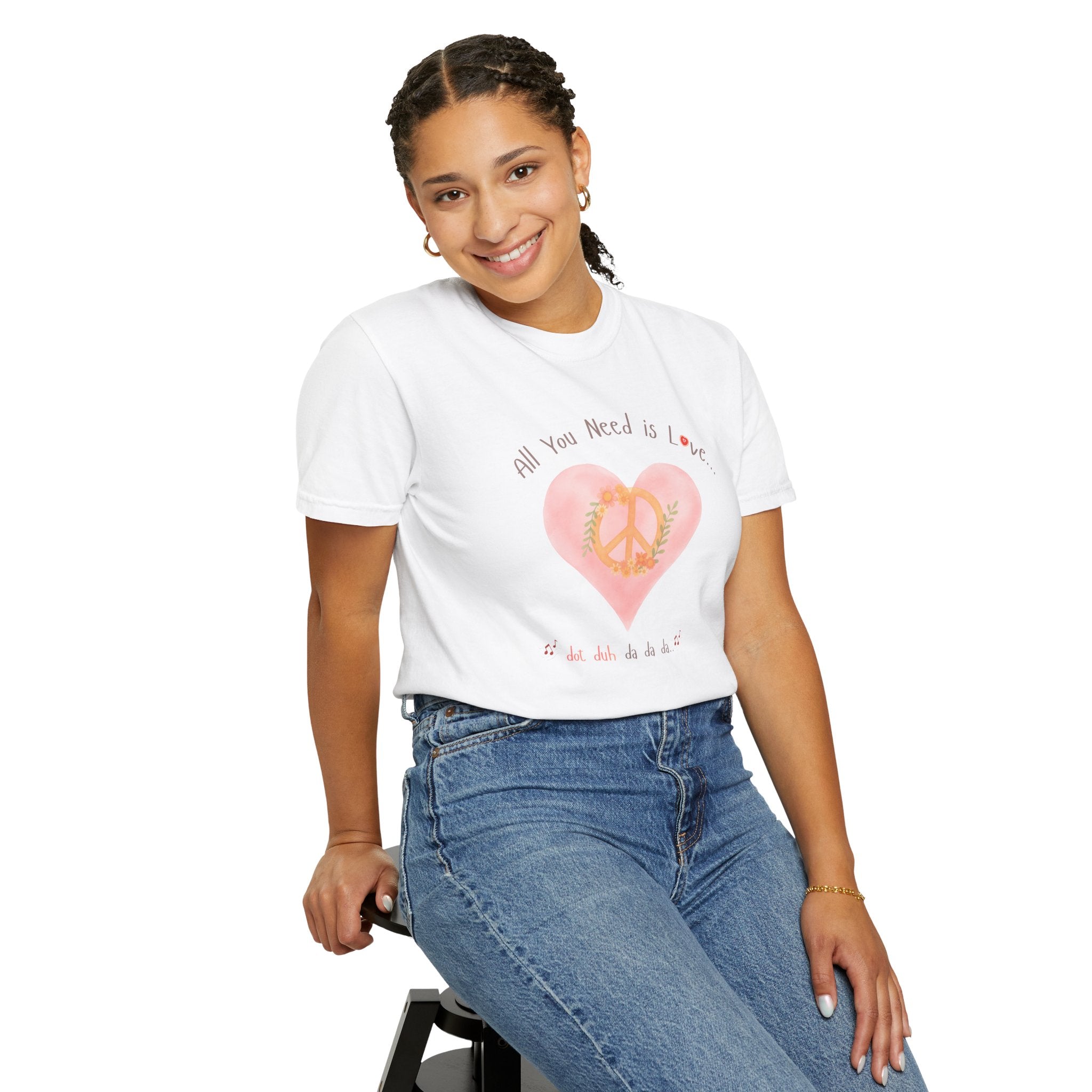 Peace and Love — Watercolor All You Need Is Love Tee — For Her