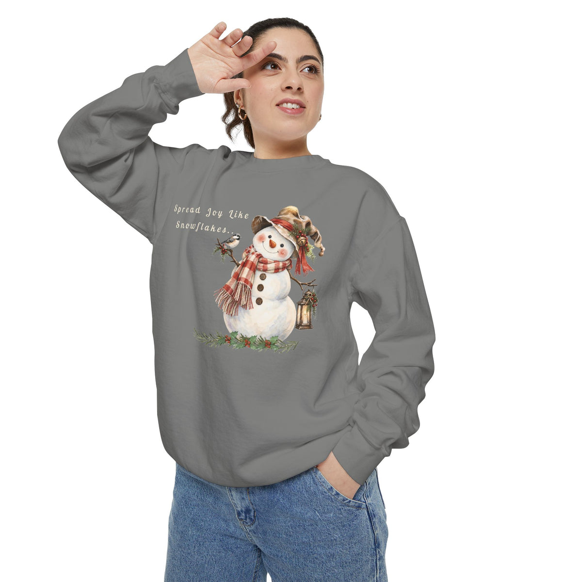 Spread Joy Like Snowflakes | Comfort Colors Snowman Sweatshirt