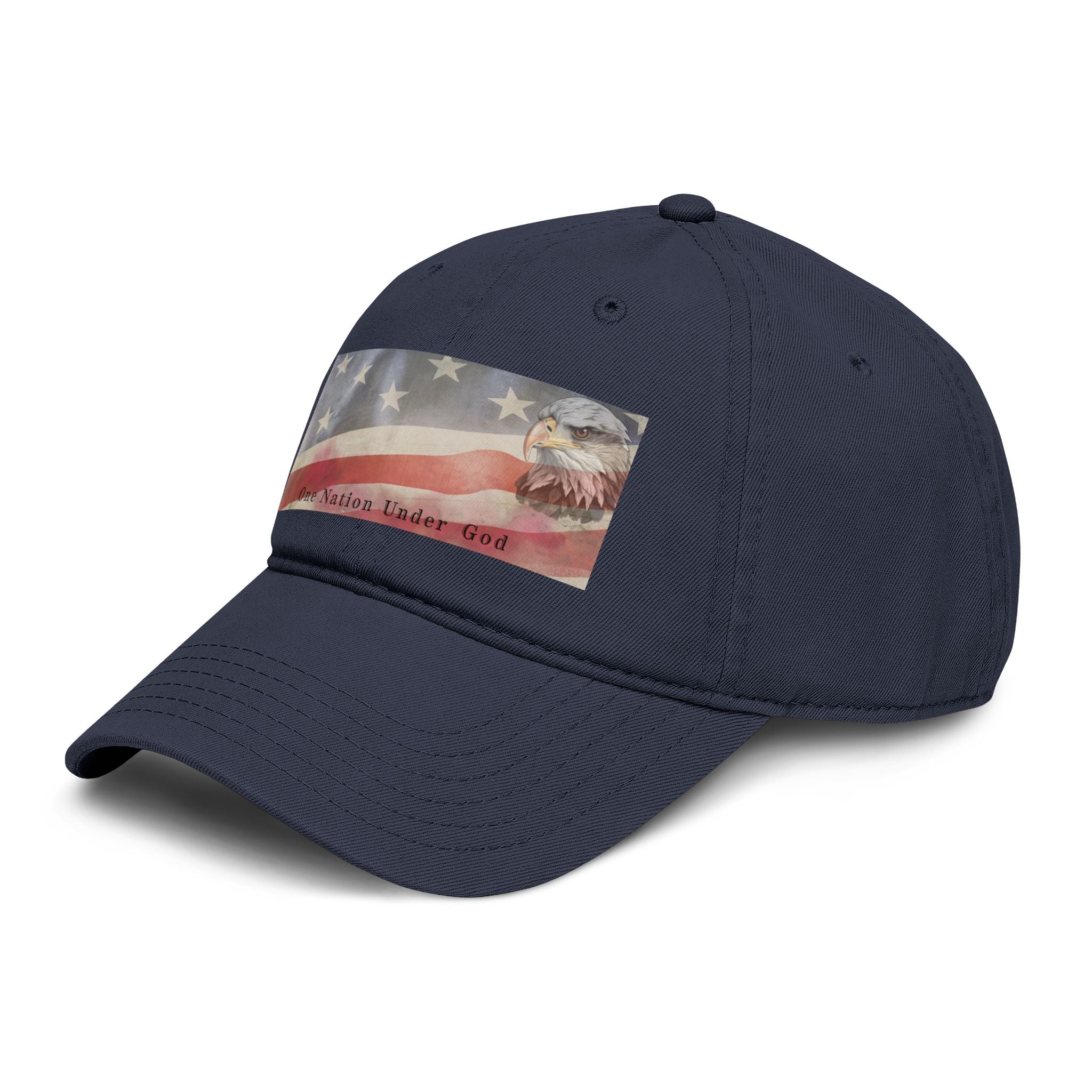 One Nation Under God | Guy's Eagle & Flag Baseball Cap: Garment Washed