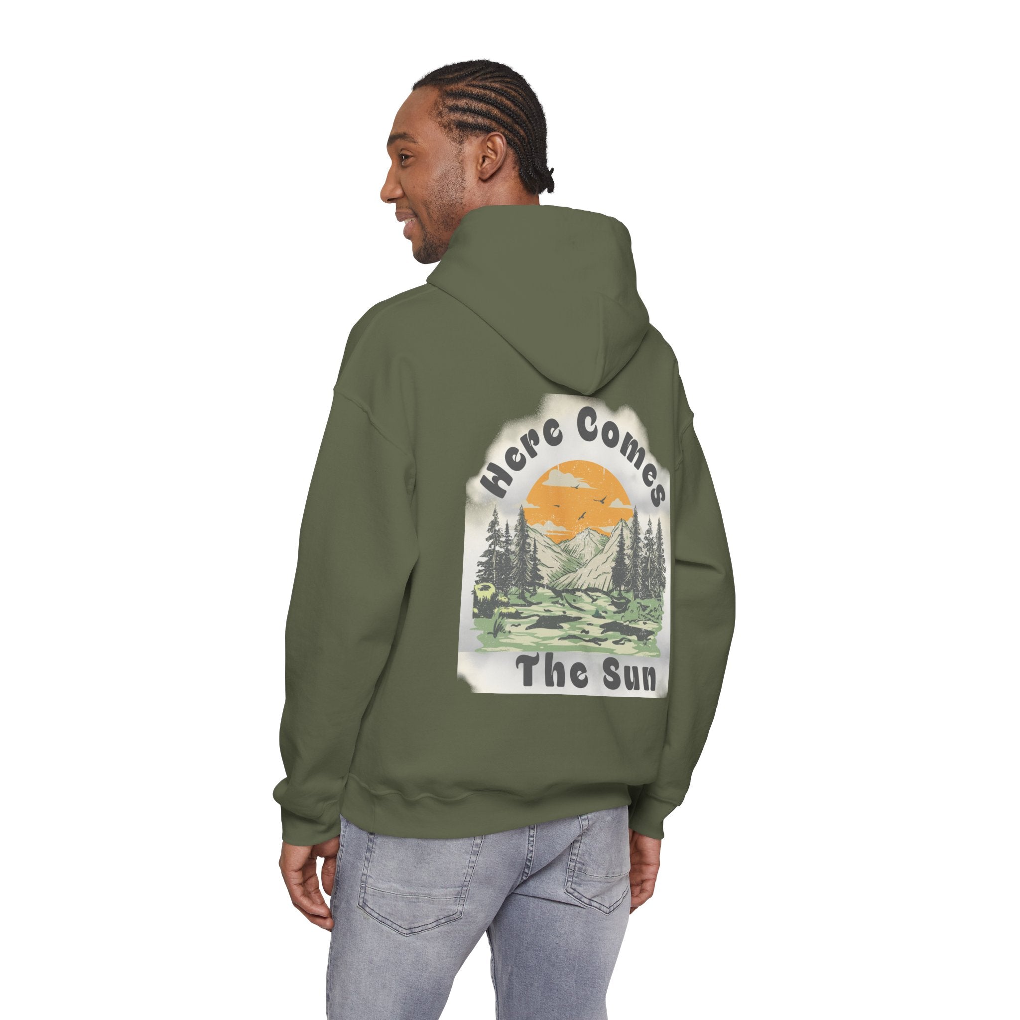 Peace and Love Retro "Here Comes The Sun" Graphic Hoodie — Unisex for Anyone