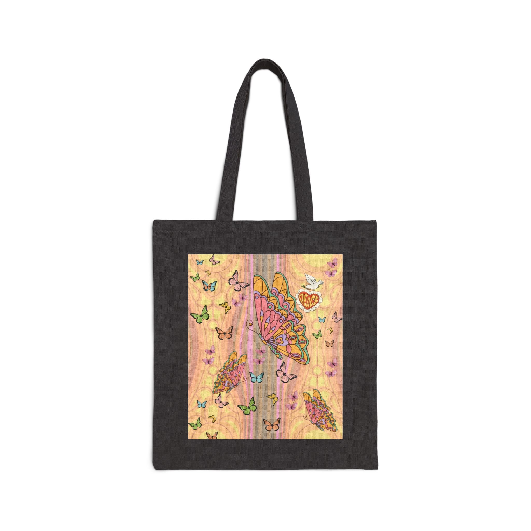 Peace Butterfly Tote — "My Peace I Give You" St. John 14:27 Cotton Canvas Tote