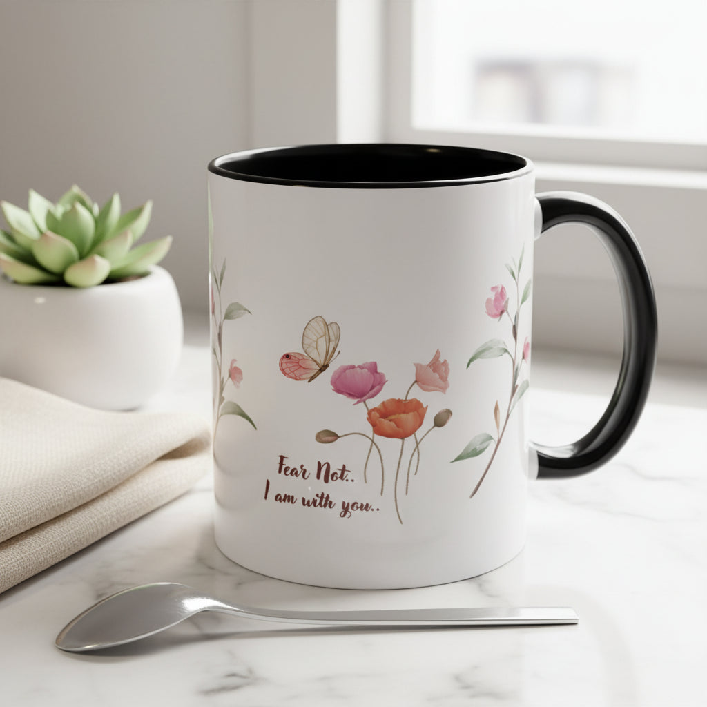 "Fear Not I am With You" Poppies Coffee Mug - Morning Grace in Every Sip (11, 15oz)