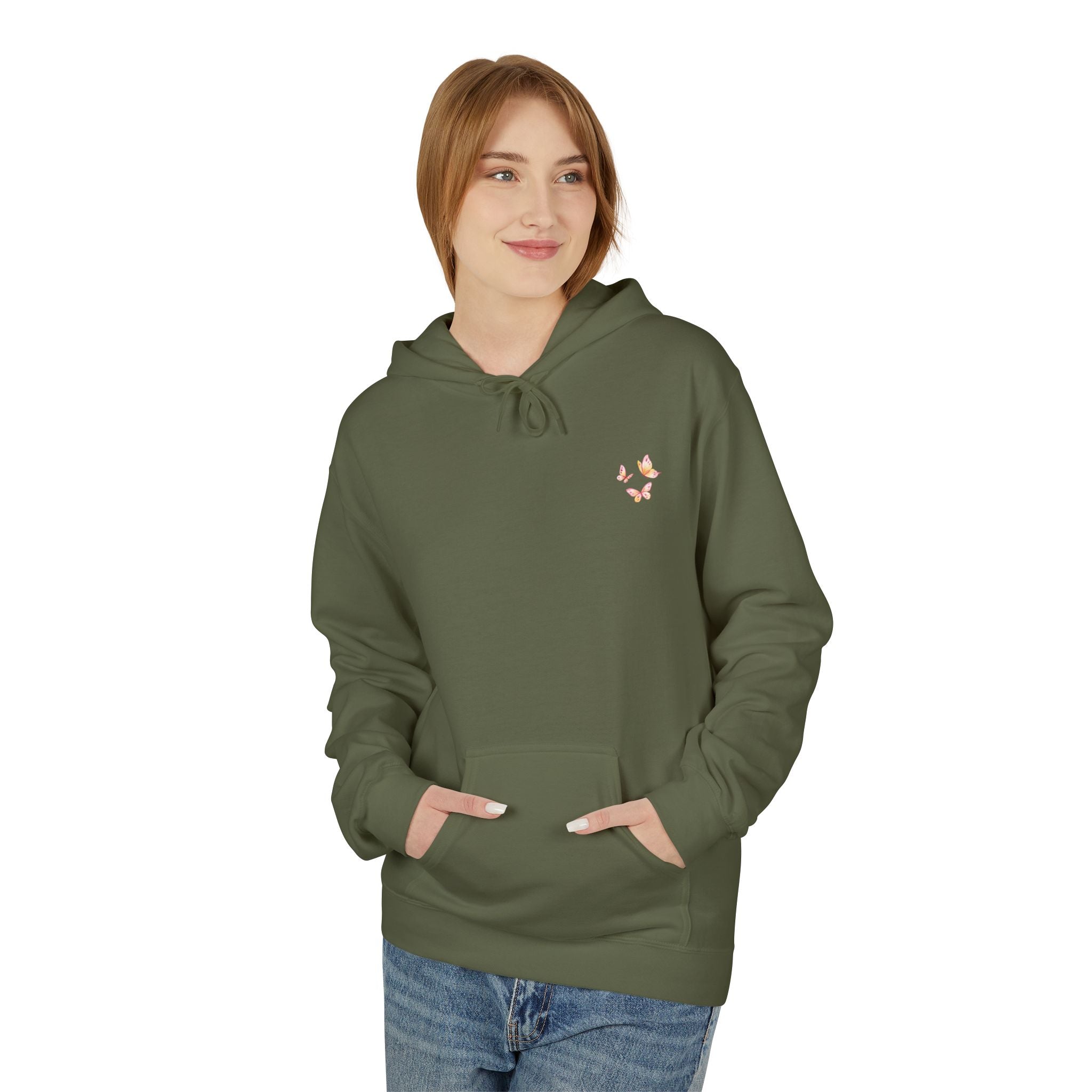 Adult Female Lightweight Soft Fleece Style Hoodie With Pockets:  "I am With You"  (Isaiah 41:10)