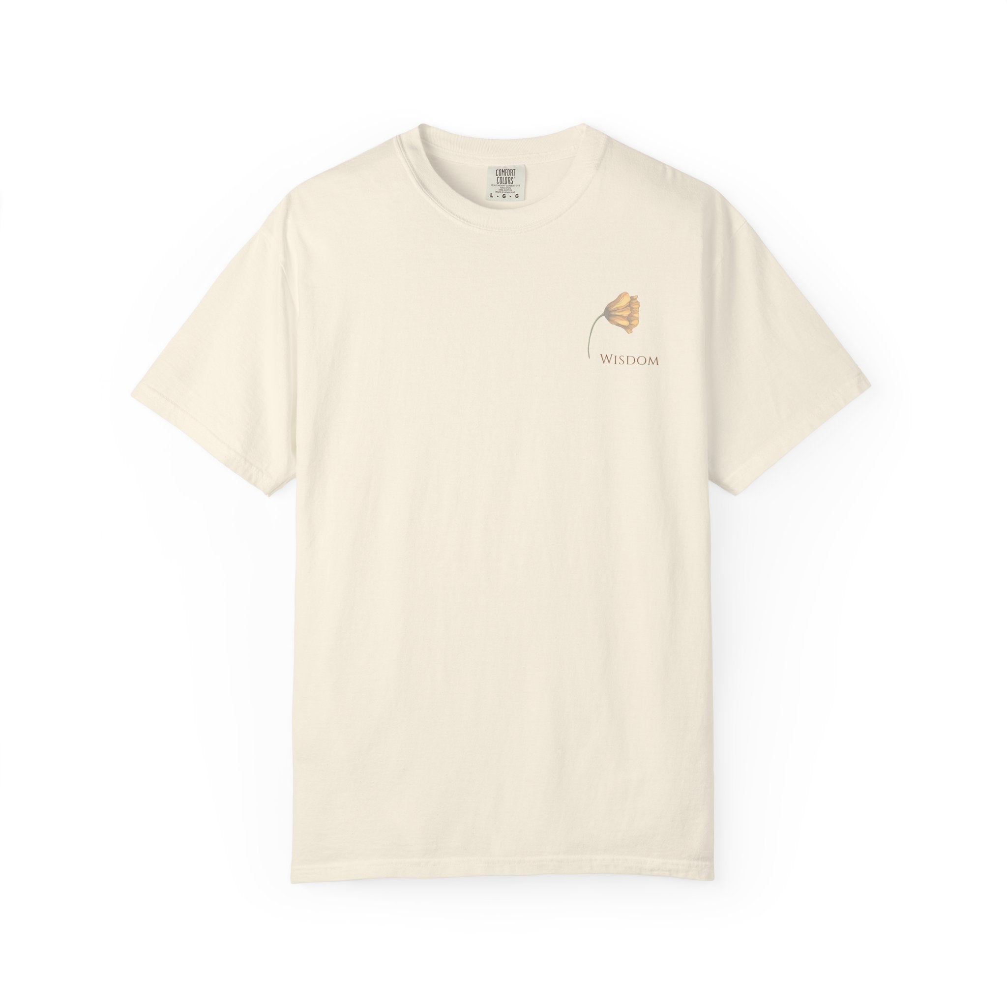 Whispers Collection™ | “Wisdom” Comfort Colors® Garment-Dyed Tee | Inspirational Botanical Shirt | Literary Minimalist Graphic Tee Women Adult
