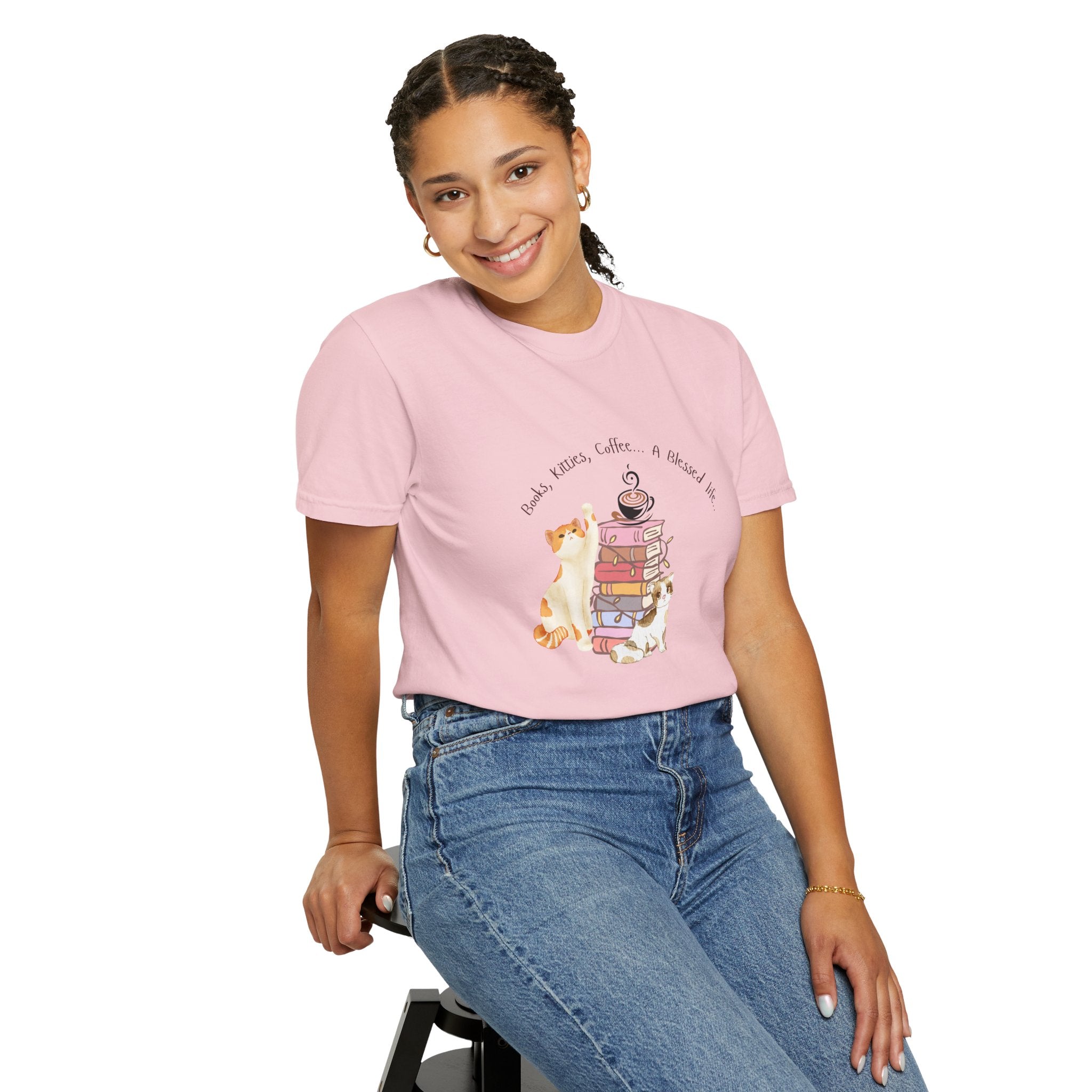 Books Kitties Coffee - A Blessed Life Relaxed Tee