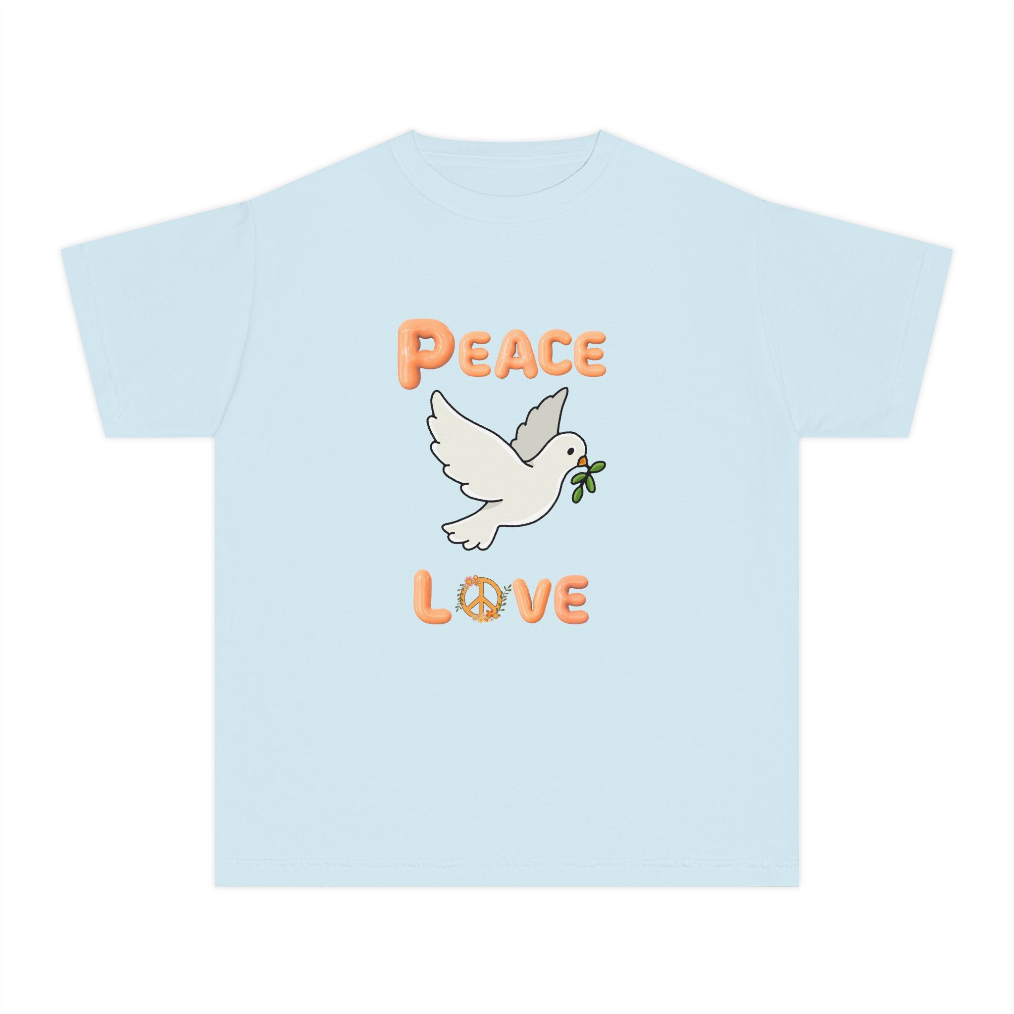 Unisex Youth Cotton Retro Tee:  Peace and Love