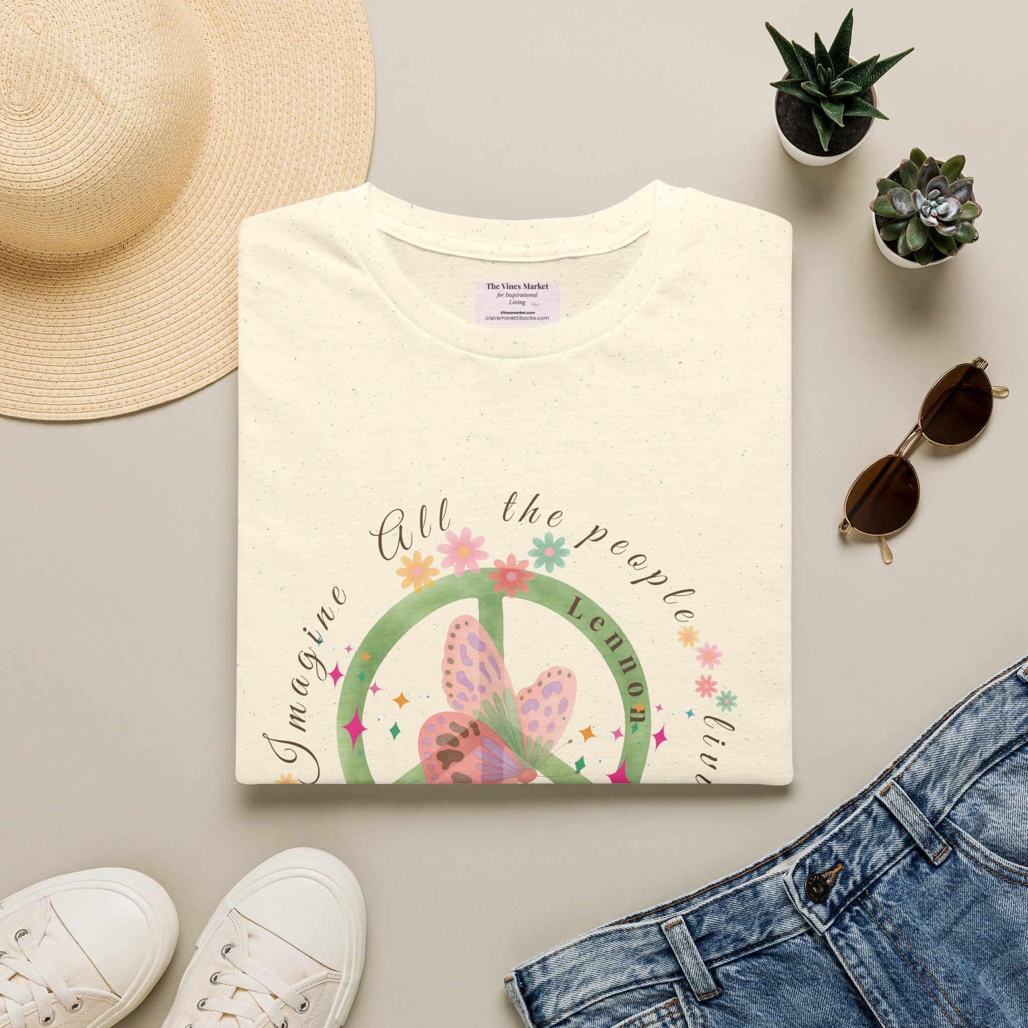 Peace and Love:  Imagine All The People Ultra Soft 100% Cotton Tee for Her