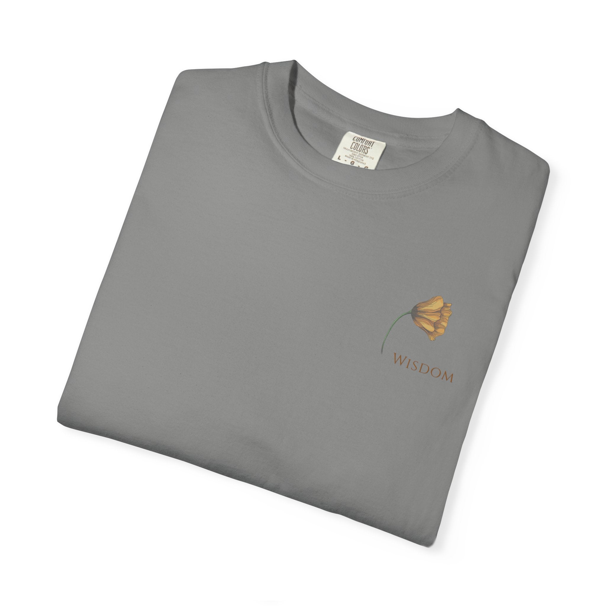 Whispers Collection™ | “Wisdom” Comfort Colors® Garment-Dyed Tee | Inspirational Botanical Shirt | Literary Minimalist Graphic Tee Women Adult