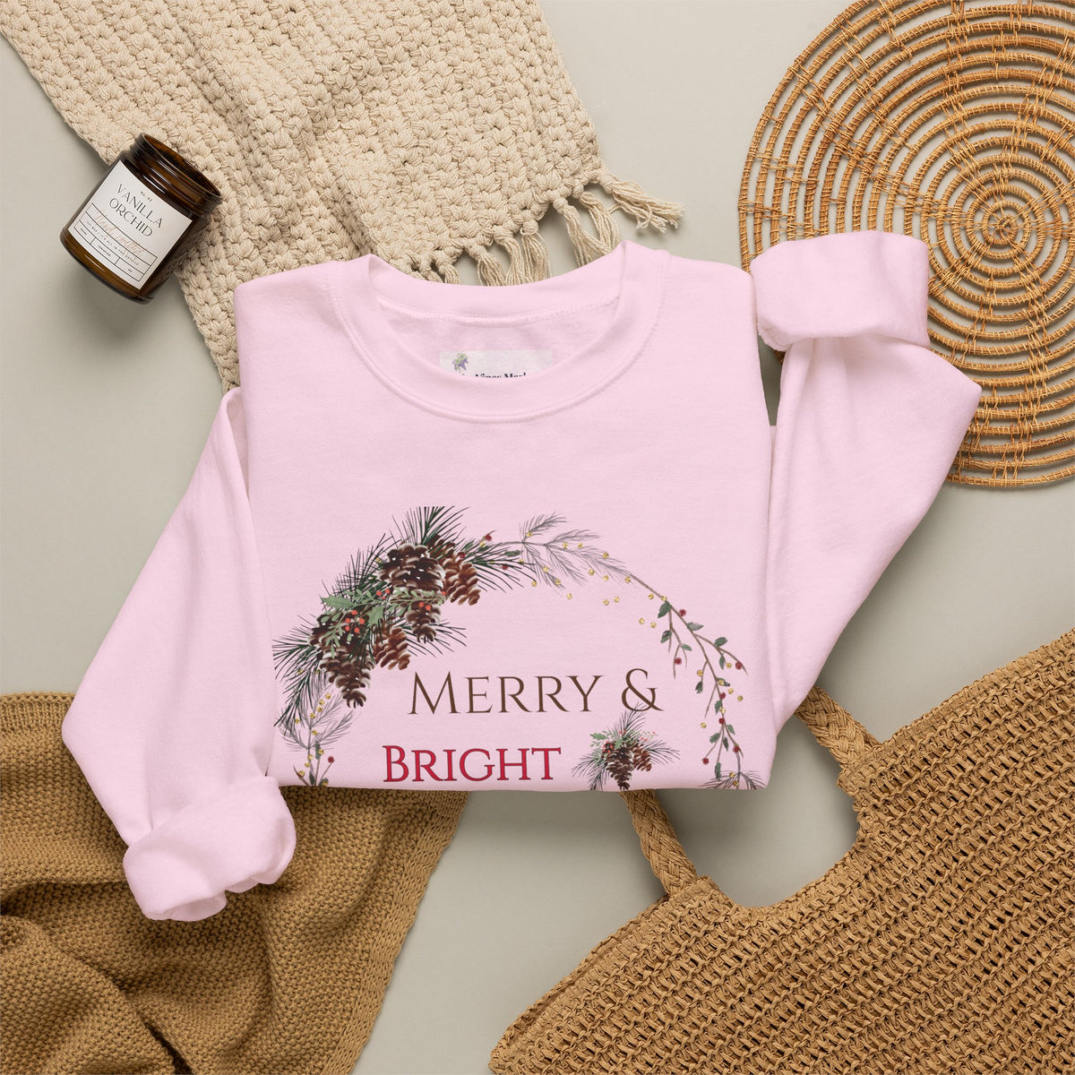 Merry & Bright & Blessed | Women's Christmas Crewneck Sweatshirt