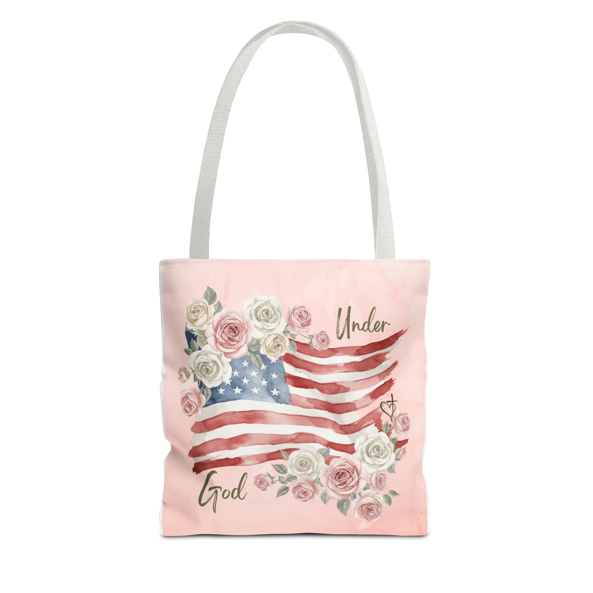 Under God | Watercolor Flag & Roses Tote Bag