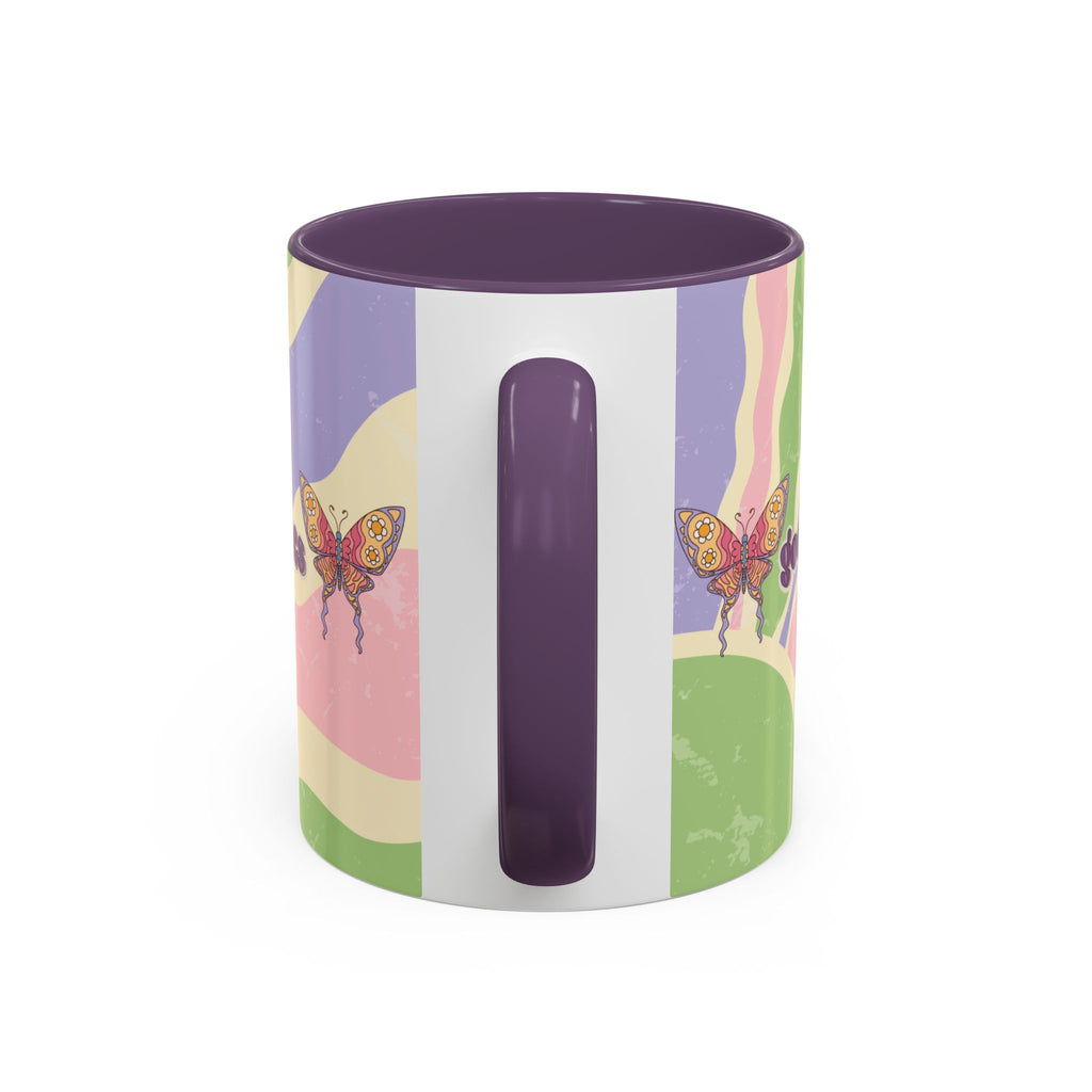 Peace & Love Good Vibes Ceramic Mug — Boho Butterfly & Dove Design (11, 15oz)