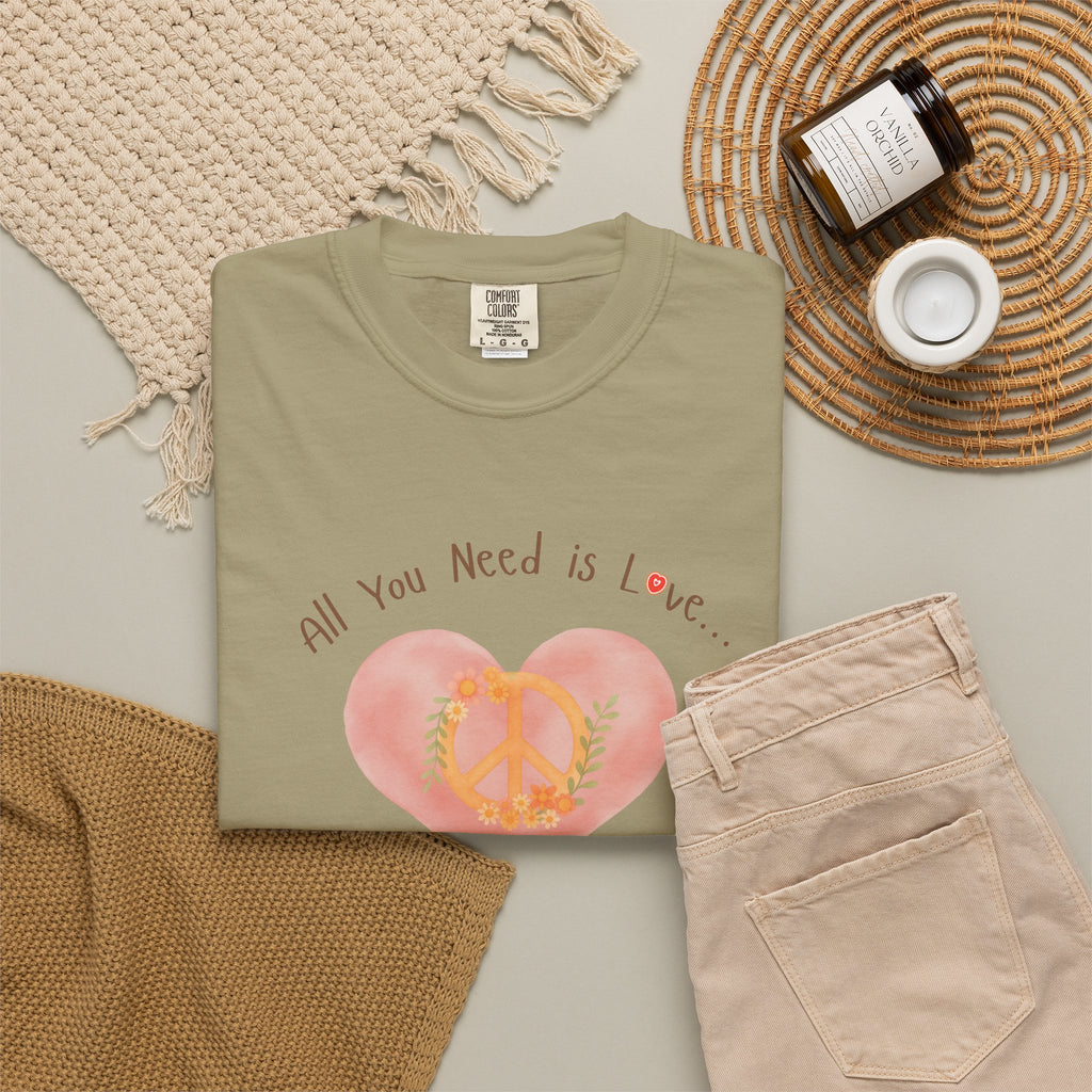 Peace and Love — Watercolor All You Need Is Love Tee — For Her