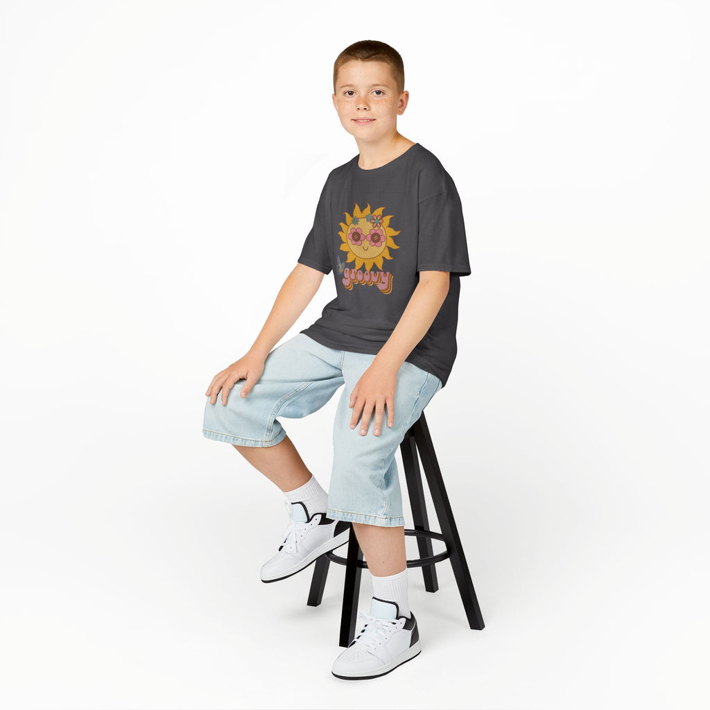Peace and Love Groovy Sun Kids Tee — Retro 70s Graphic T-Shirt for Boys & Girls