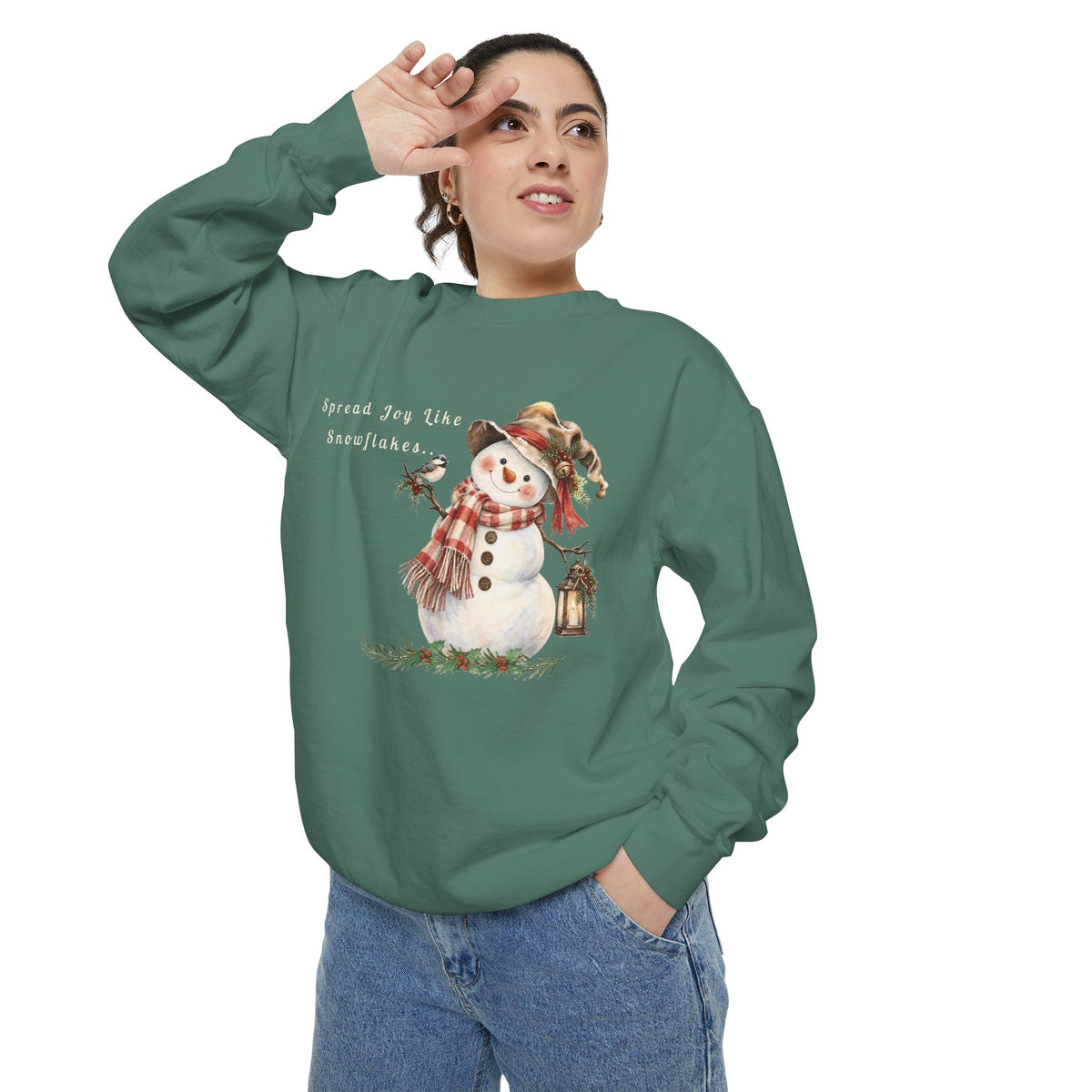 Spread Joy Like Snowflakes | Comfort Colors Snowman Sweatshirt