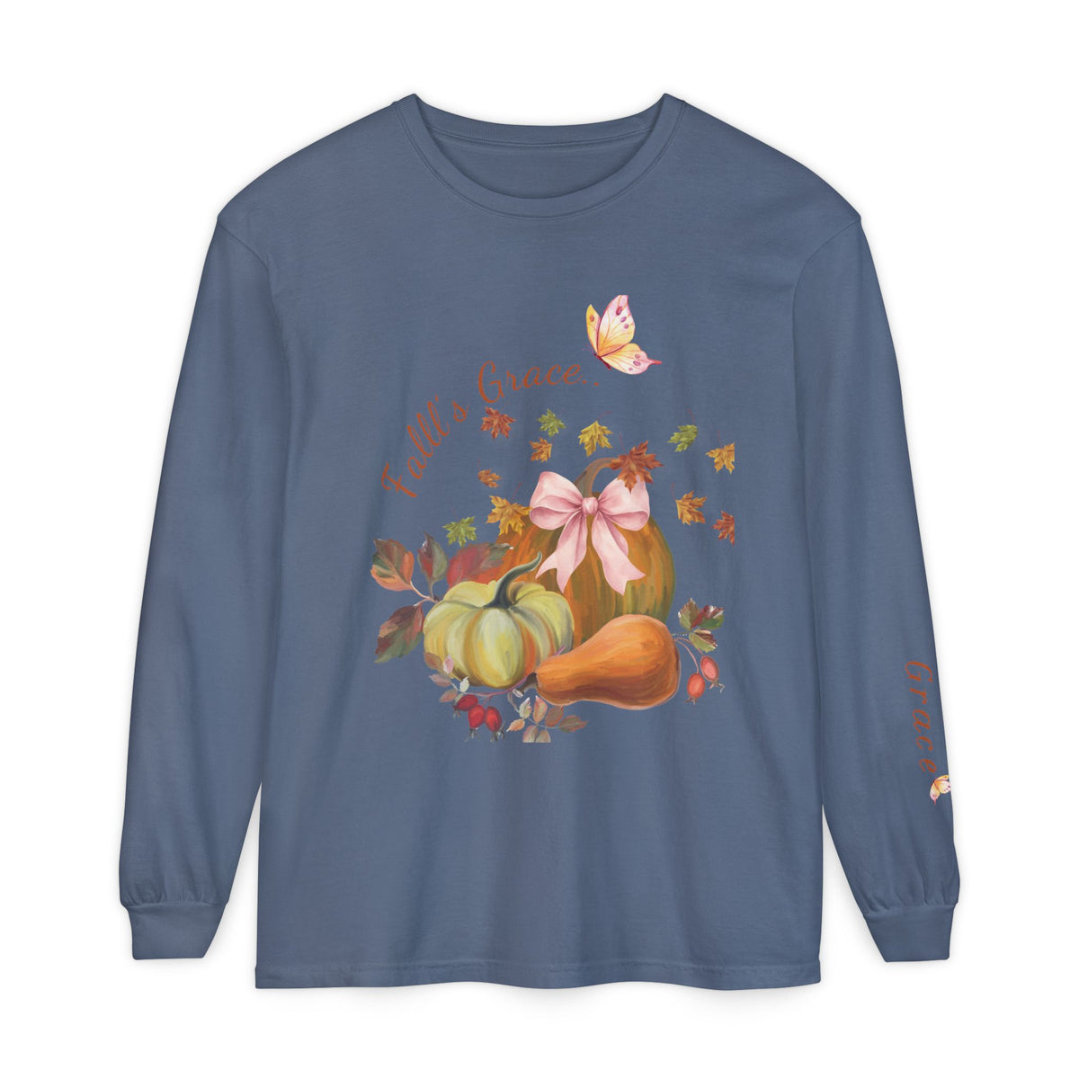 Fall’s Grace | Women’s Pumpkin Long-Sleeve Tee