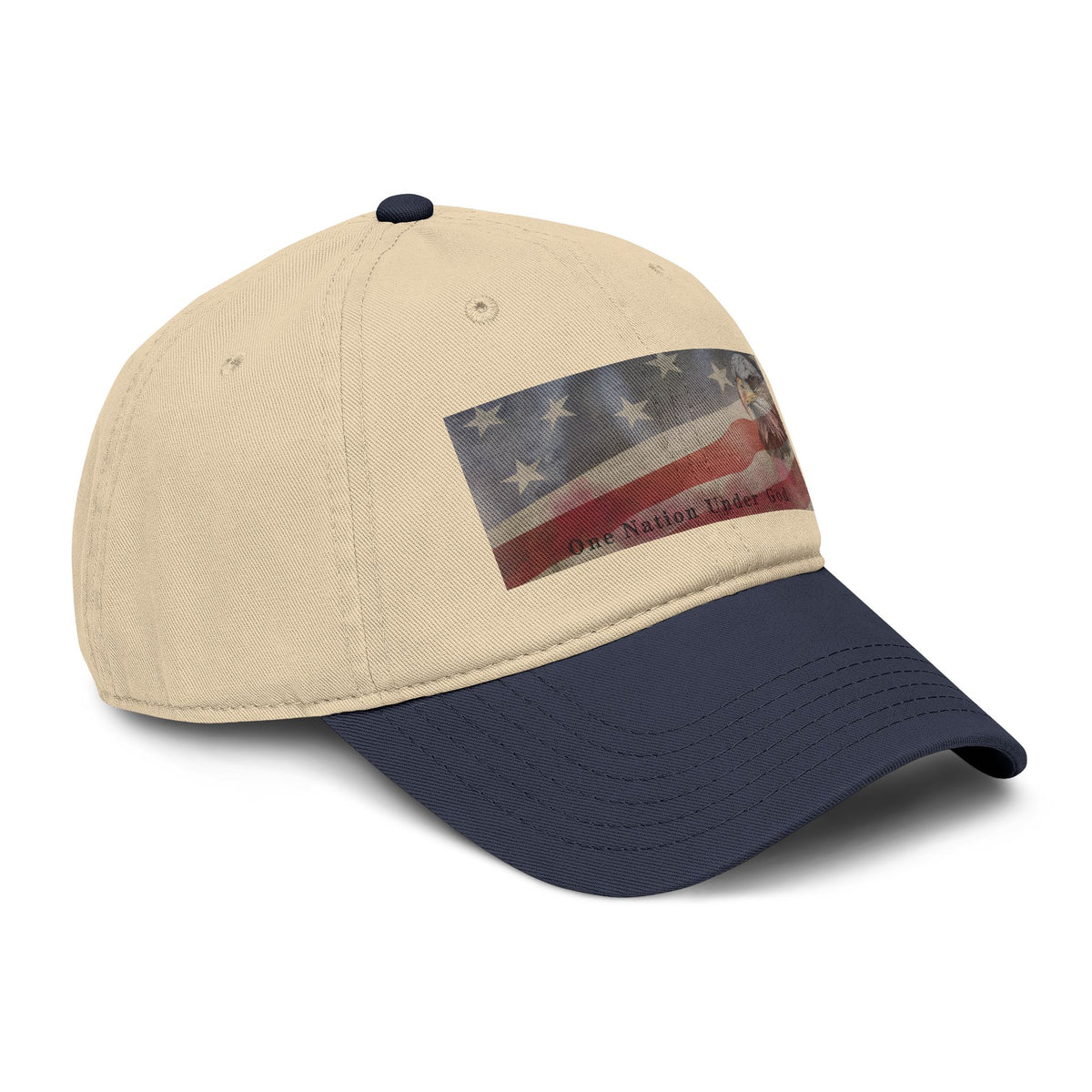 One Nation Under God | Guy's Eagle & Flag Baseball Cap: Garment Washed