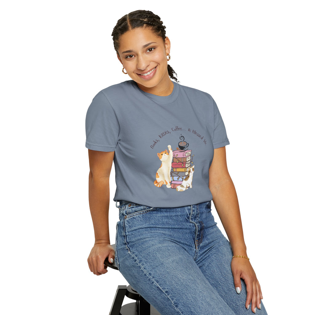 Books Kitties Coffee - A Blessed Life Relaxed Tee