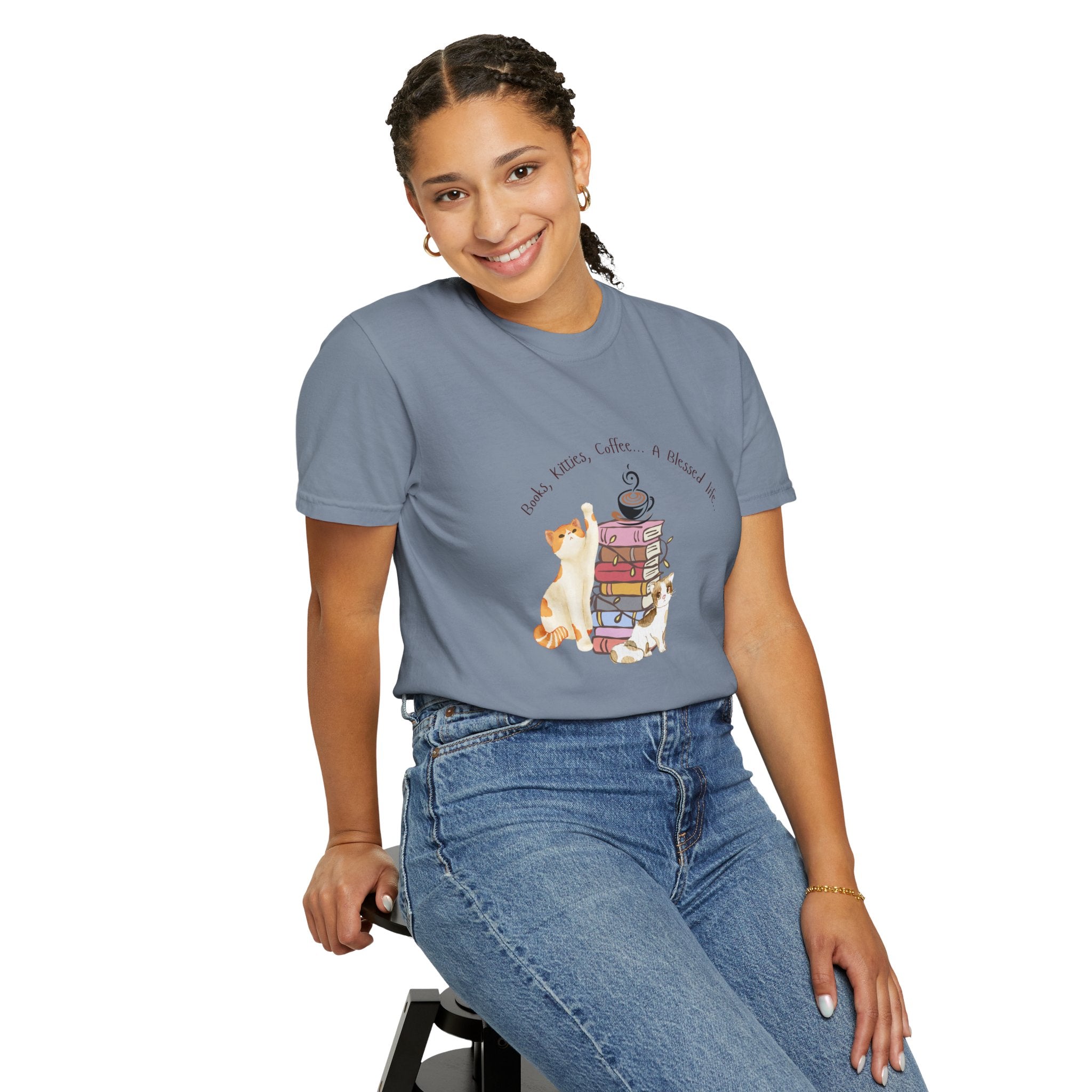 Books Kitties Coffee - A Blessed Life Relaxed Tee