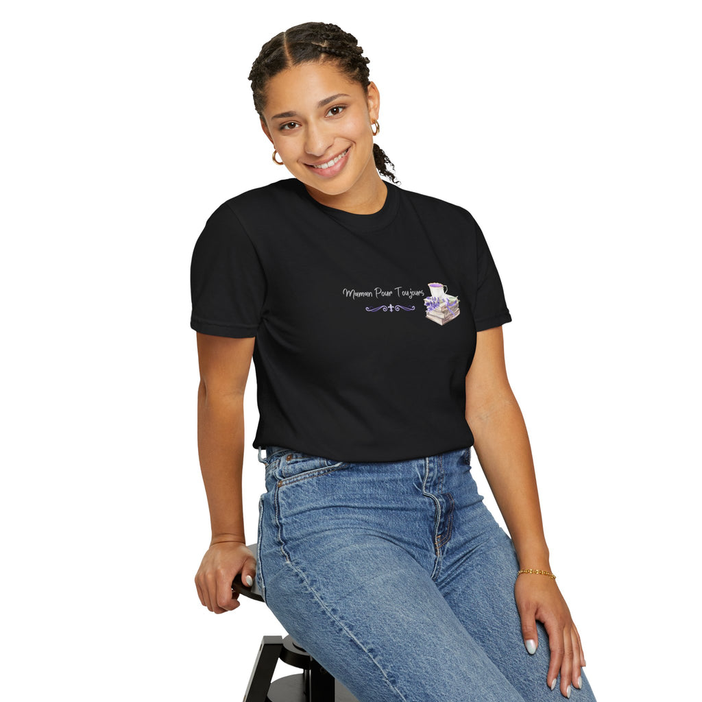 Maman Pour Toujours | French Mom Forever Books & Coffee T-Shirt – Adult Female Mother's Day Gift