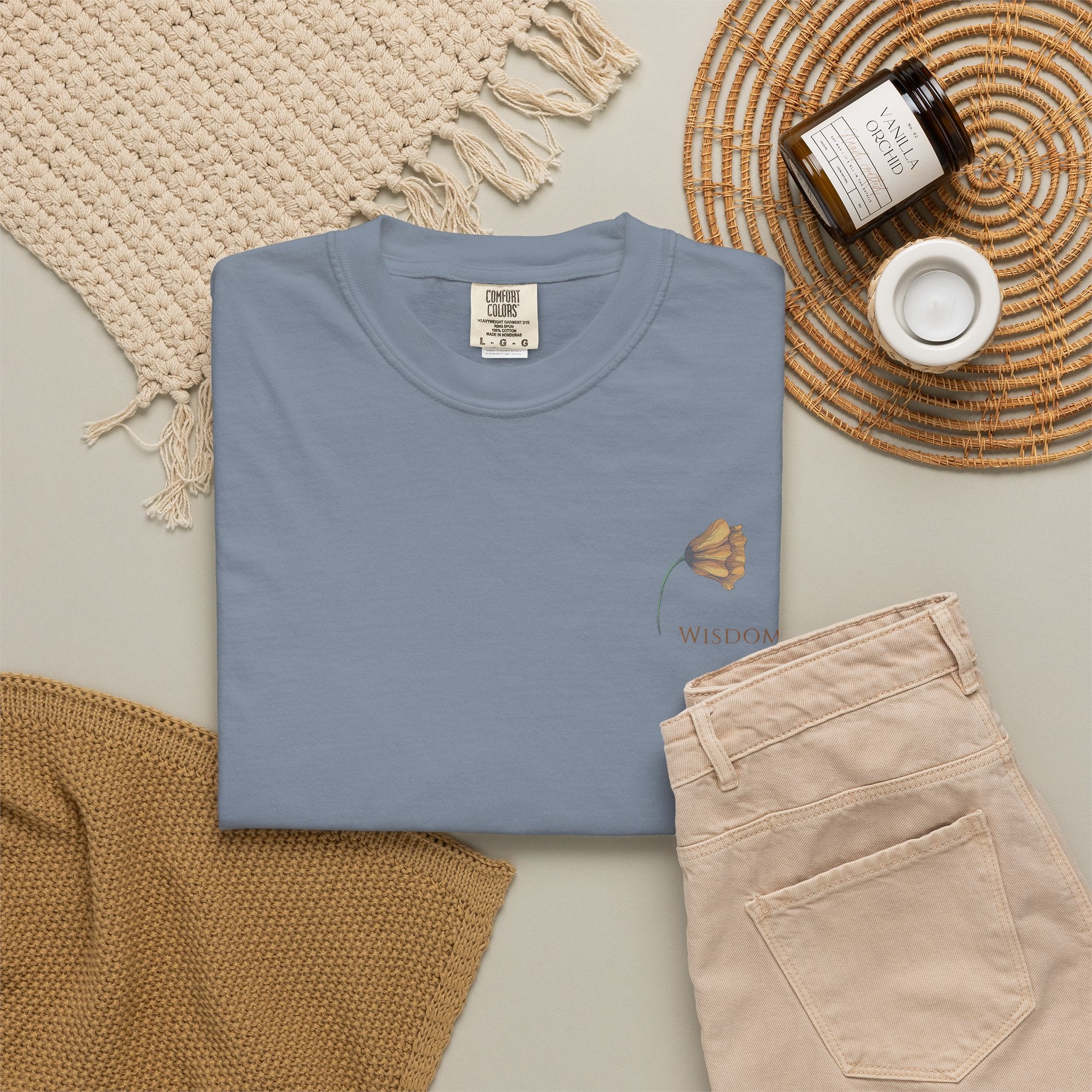 Whispers Collection™ | “Wisdom” Comfort Colors® Garment-Dyed Tee | Inspirational Botanical Shirt | Literary Minimalist Graphic Tee Women Adult