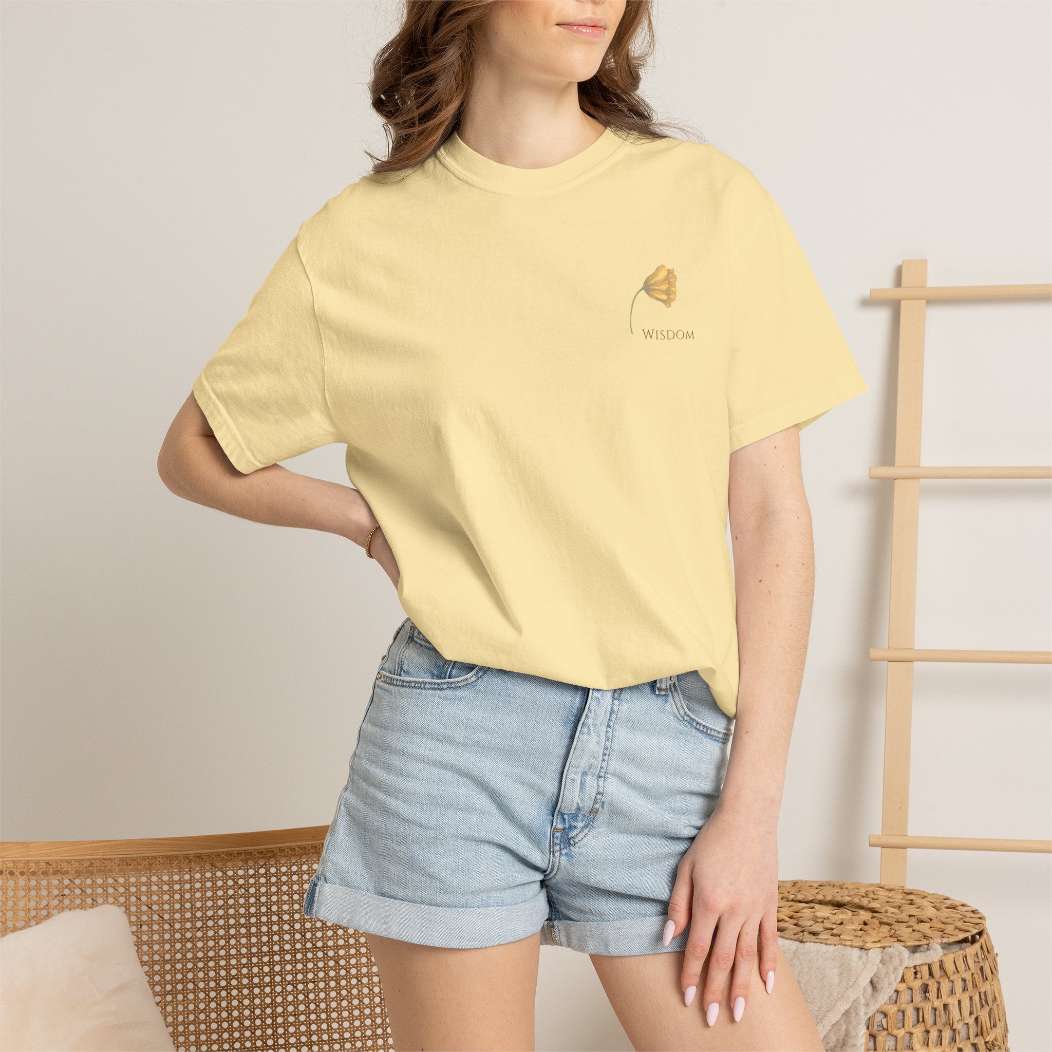 Whispers Collection™ | “Wisdom” Comfort Colors® Garment-Dyed Tee | Inspirational Botanical Shirt | Literary Minimalist Graphic Tee Women Adult