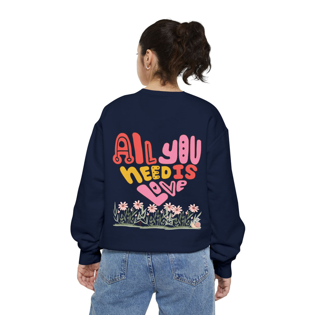 Retro Adult Female Crew Neck Sweatshirt:  All You Need is Love