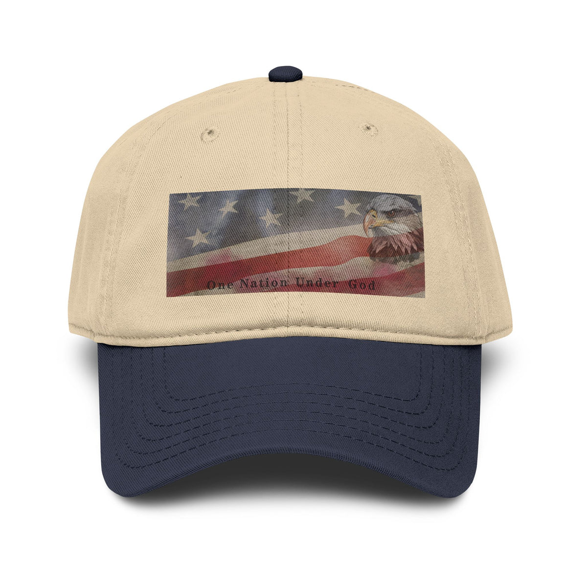 One Nation Under God | Guy's Eagle & Flag Baseball Cap: Garment Washed