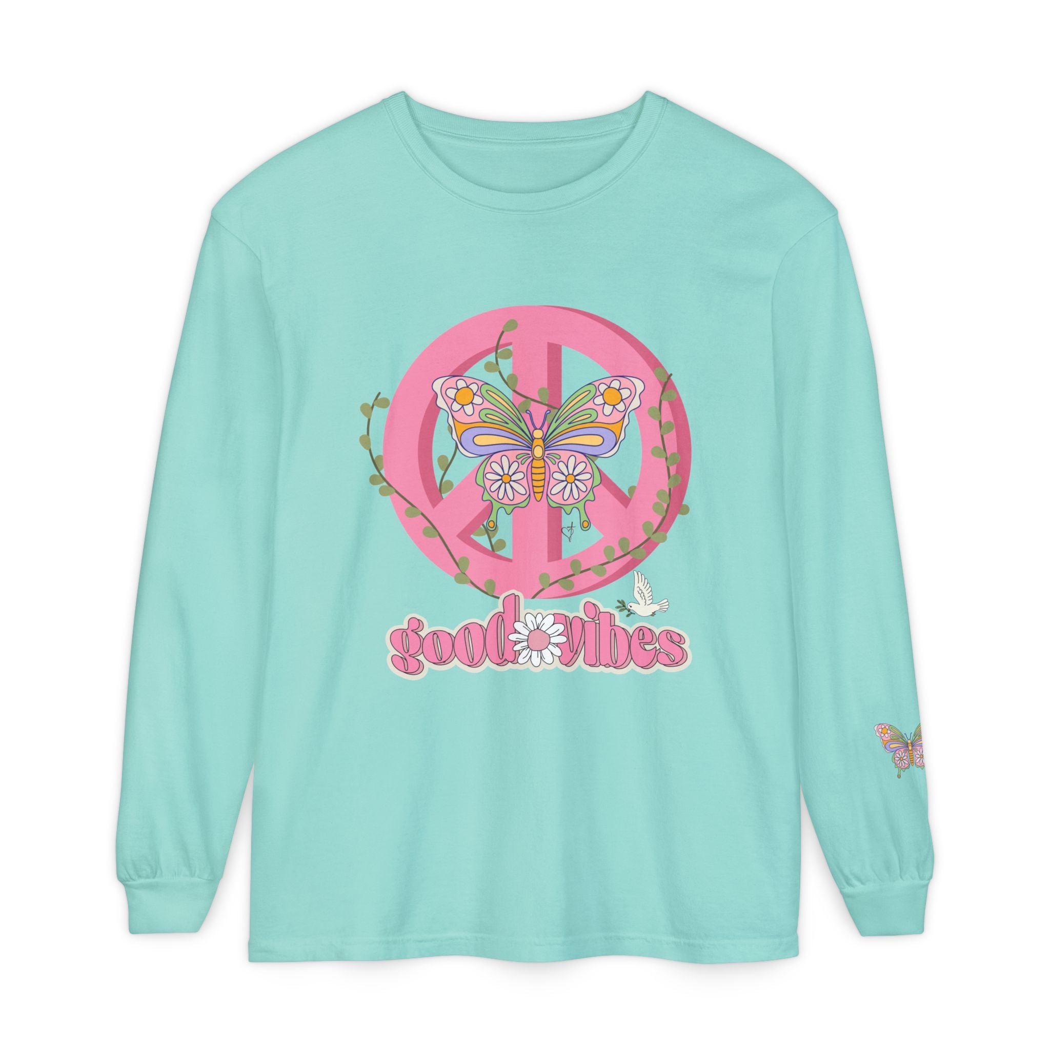 Peace and Love Soft Long Sleeve Good Vibes T-Shirt -- for Her