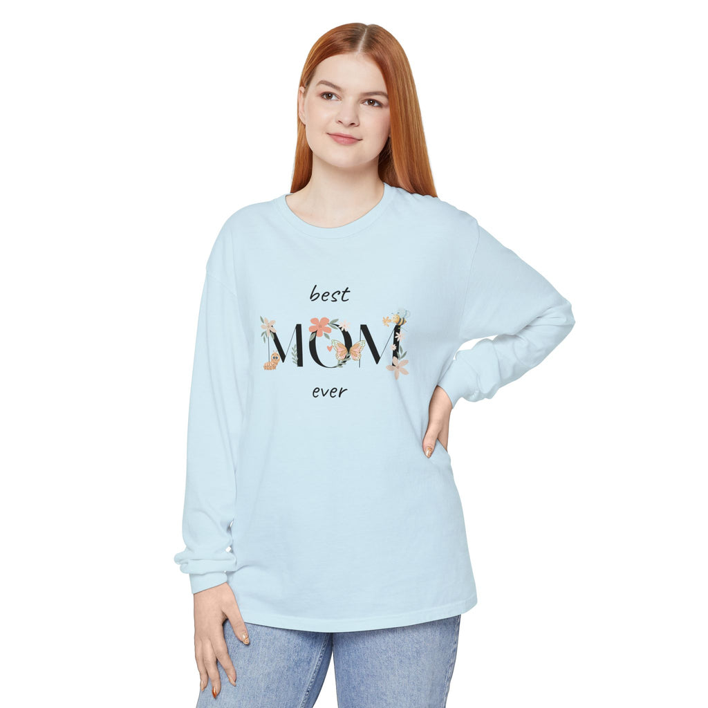 Adult Female Long Sleeve Floral Tee Best Mom Ever