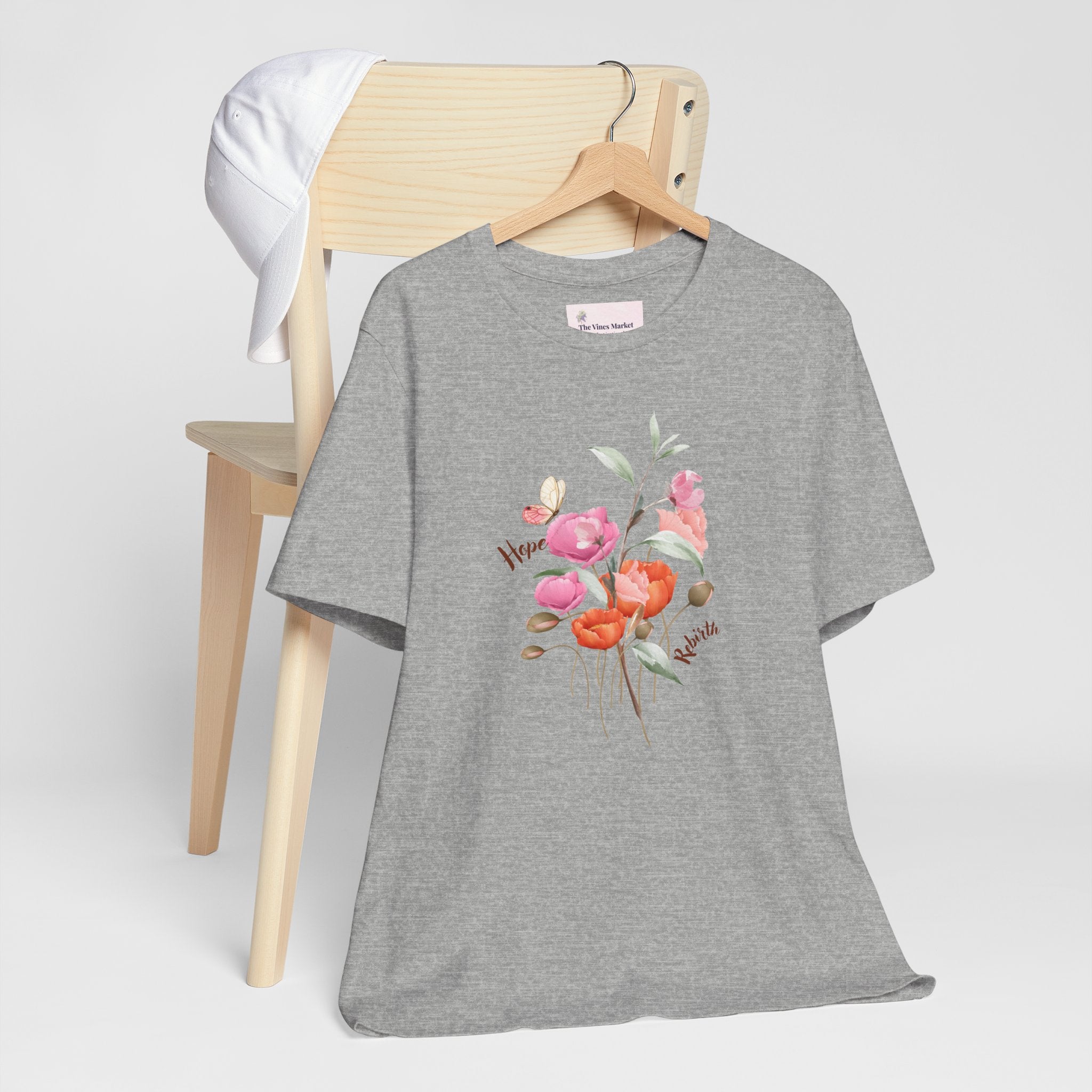Relaxed Adult Female Comfort Tee: Hope & Rebirth Floral Tee – Easter Collection