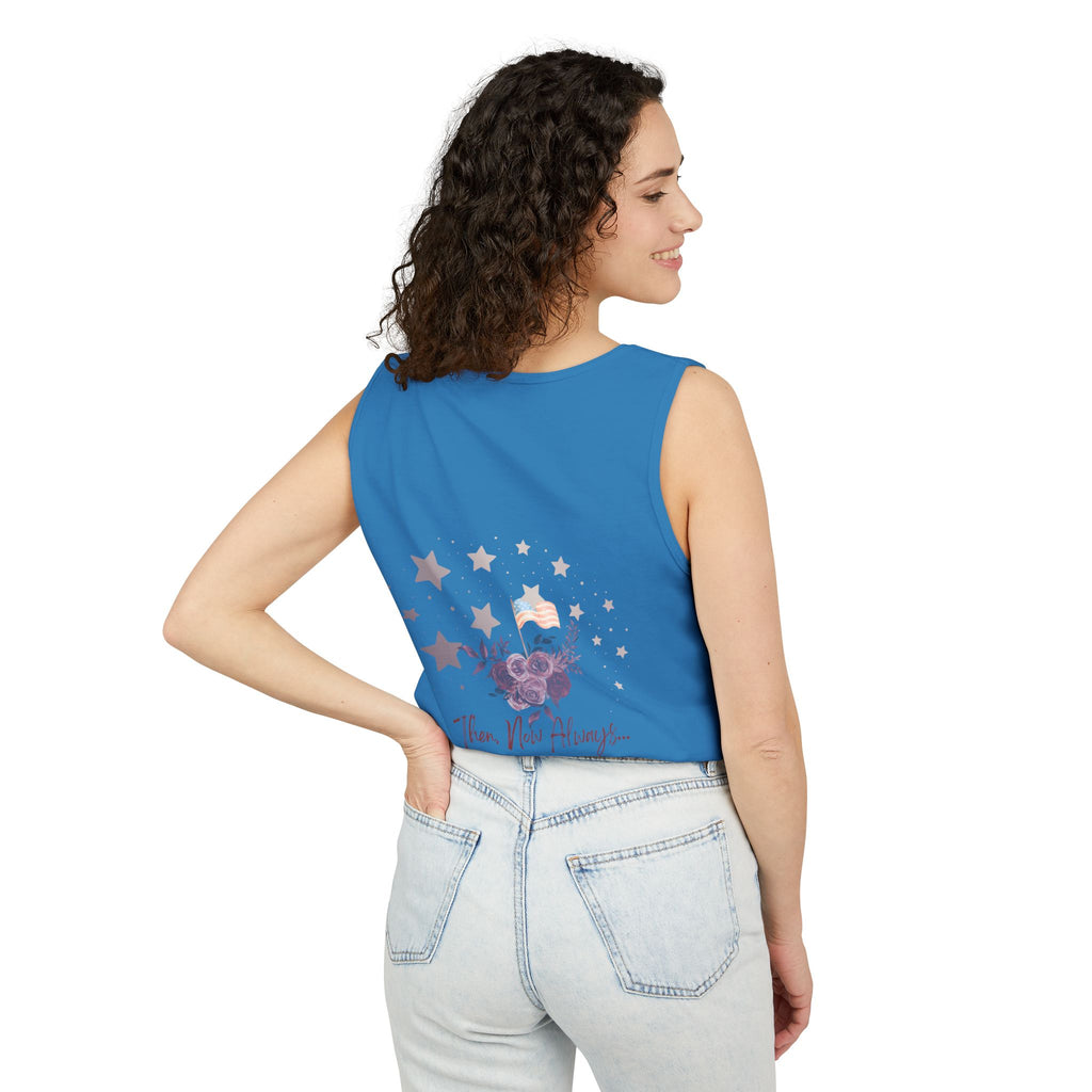 Then, Now and Always | Watercolor Flag & Roses Women's Tank Top