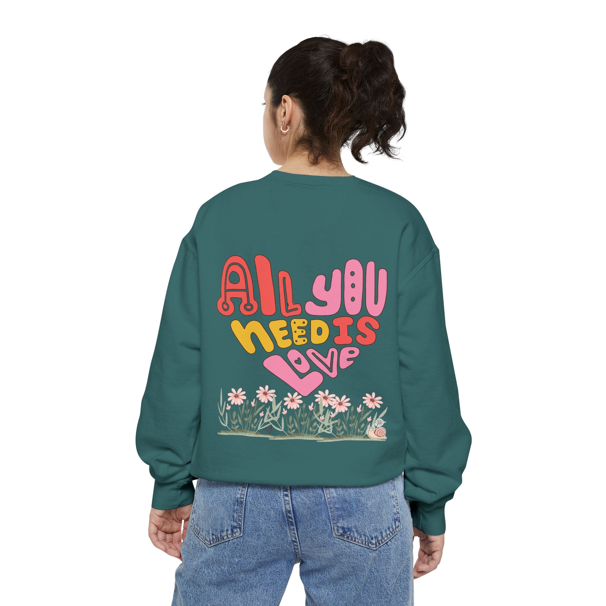 Retro Adult Female Crew Neck Sweatshirt:  All You Need is Love
