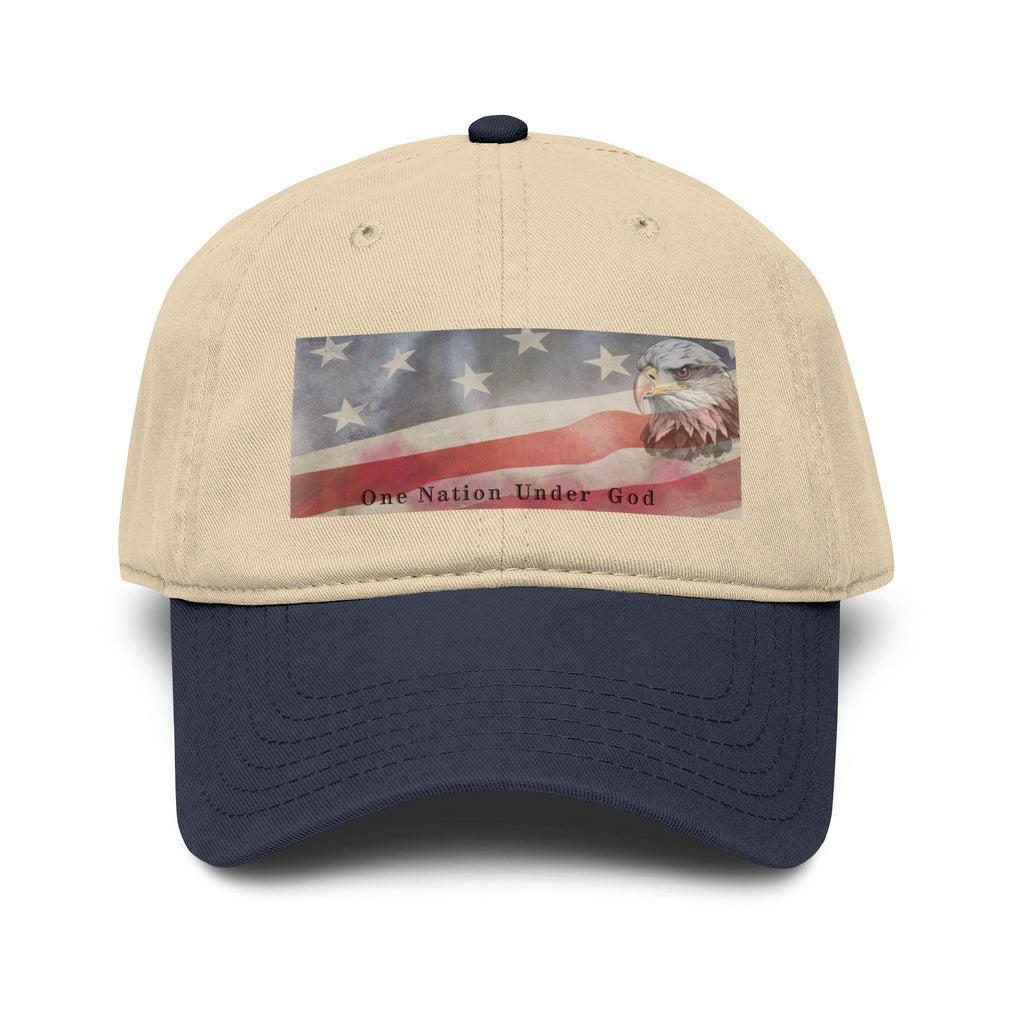 One Nation Under God | Guy's Eagle & Flag Baseball Cap: Garment Washed