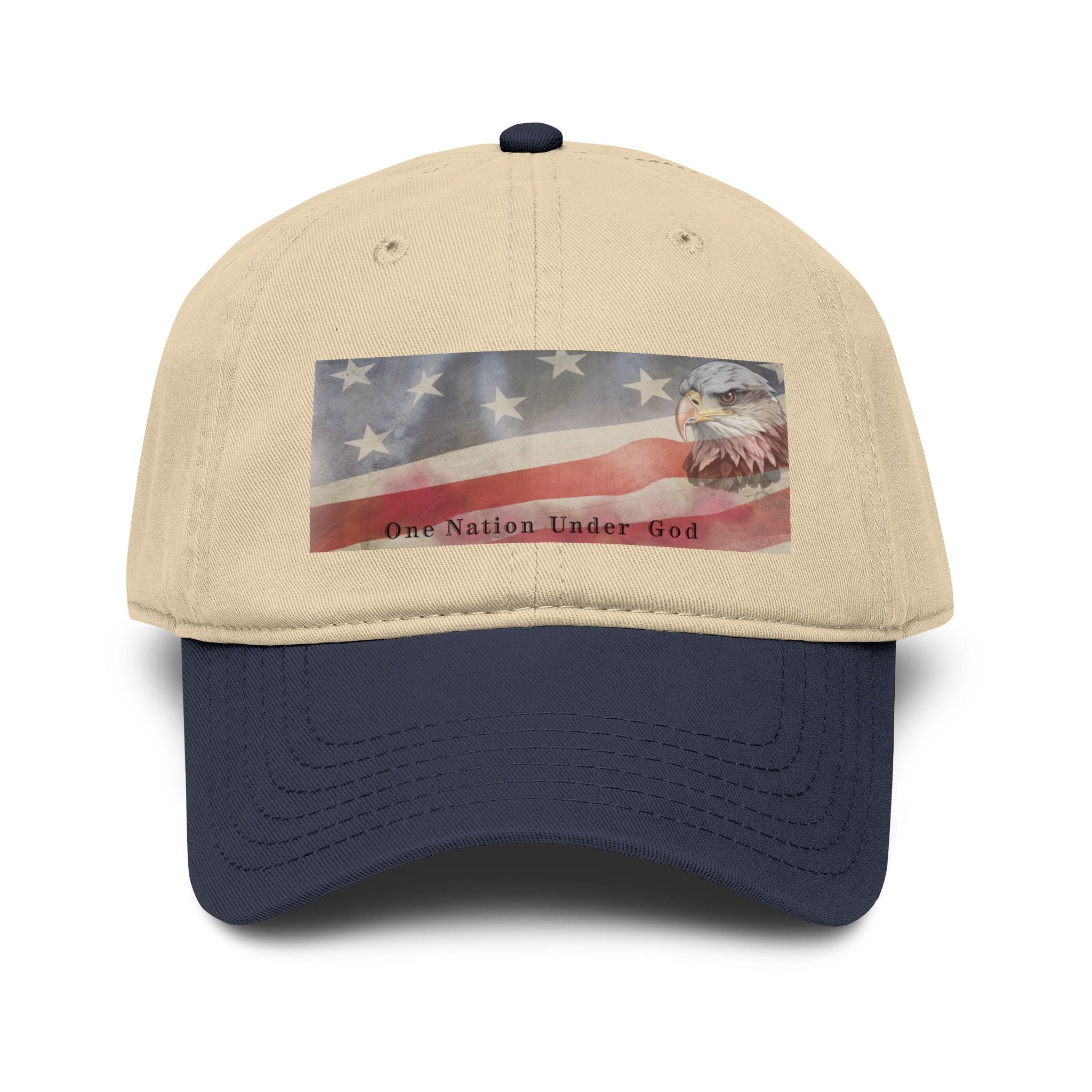 One Nation Under God | Guy's Eagle & Flag Baseball Cap: Garment Washed