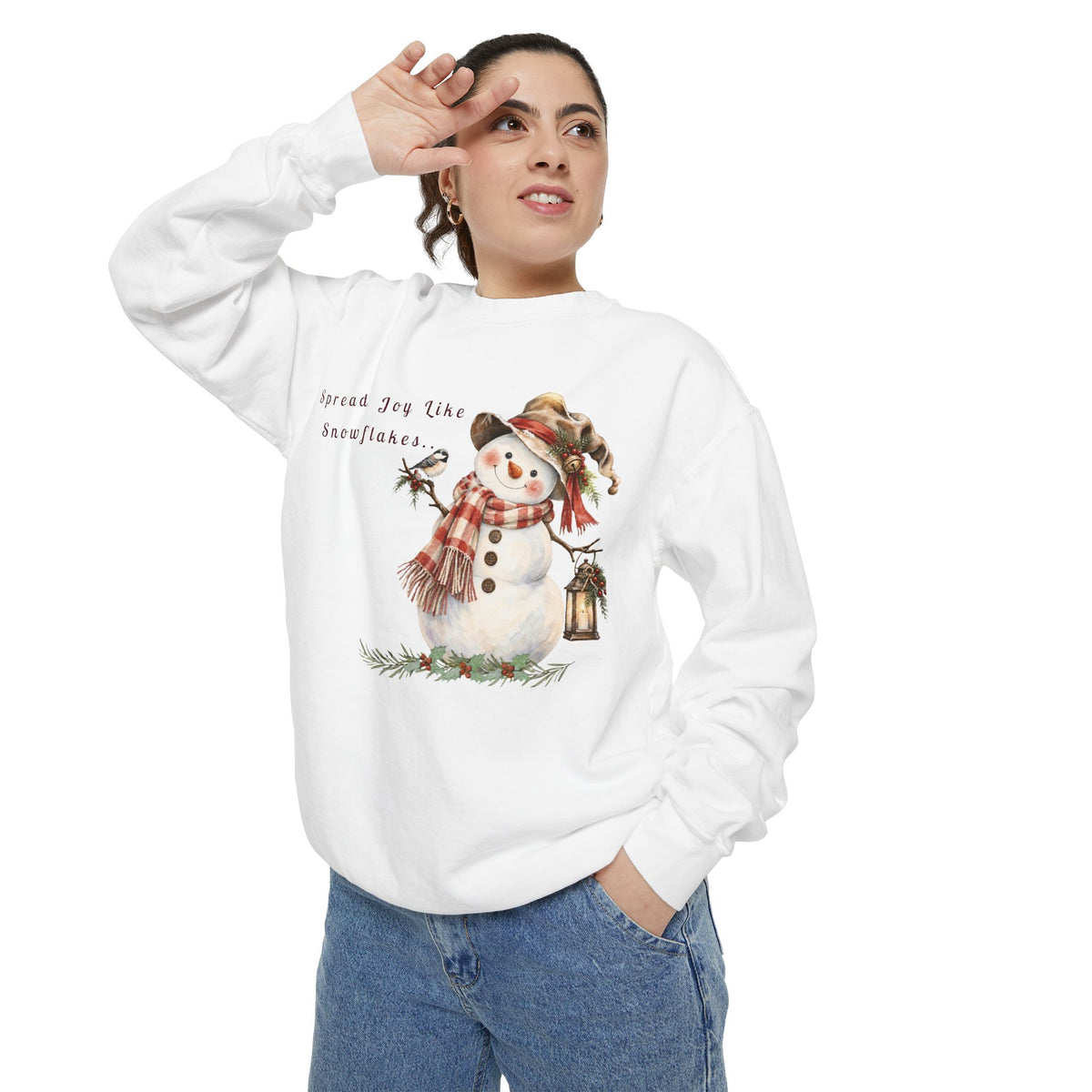 Spread Joy Like Snowflakes | Comfort Colors Snowman Sweatshirt