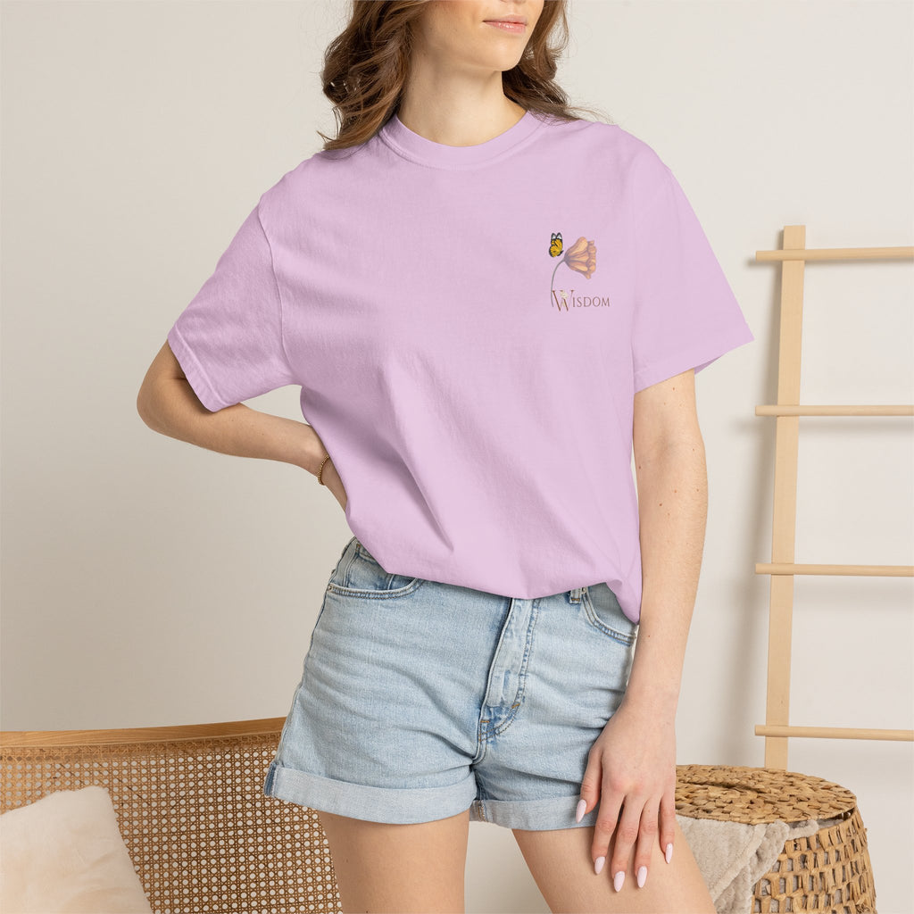 Whispers Collection™ | “Wisdom” Comfort Colors® Garment-Dyed Tee | Inspirational Botanical Shirt | Literary Minimalist Graphic Tee Women Adult