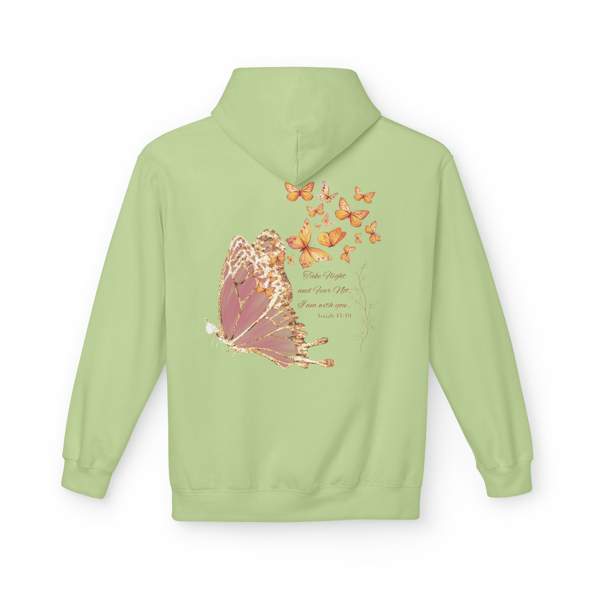 Adult Female Lightweight Soft Fleece Style Hoodie With Pockets:  "I am With You"  (Isaiah 41:10)