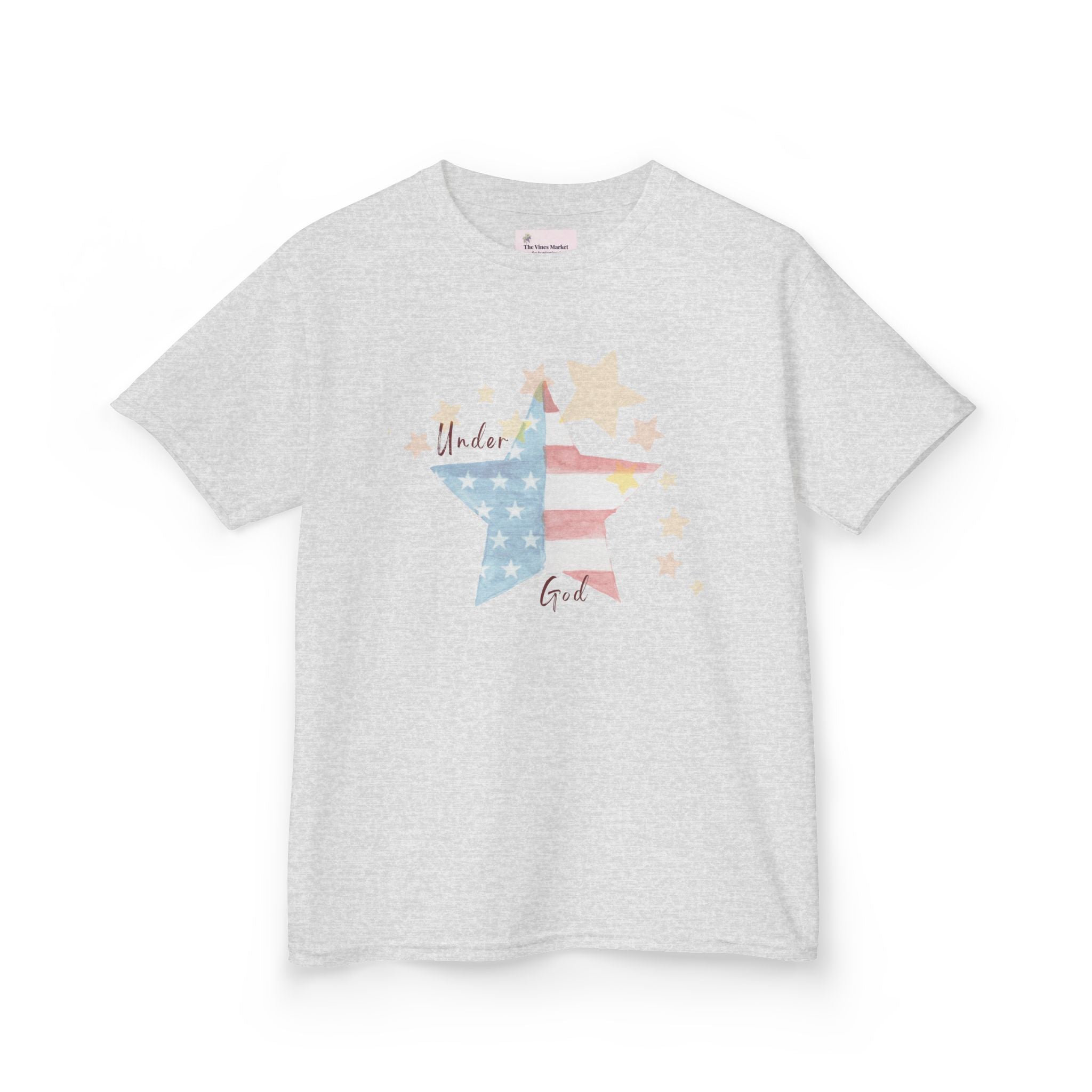 Under God | Watercolor Star Flag Kids T-Shirt Unisex Kids Heavy Cotton™ Tee