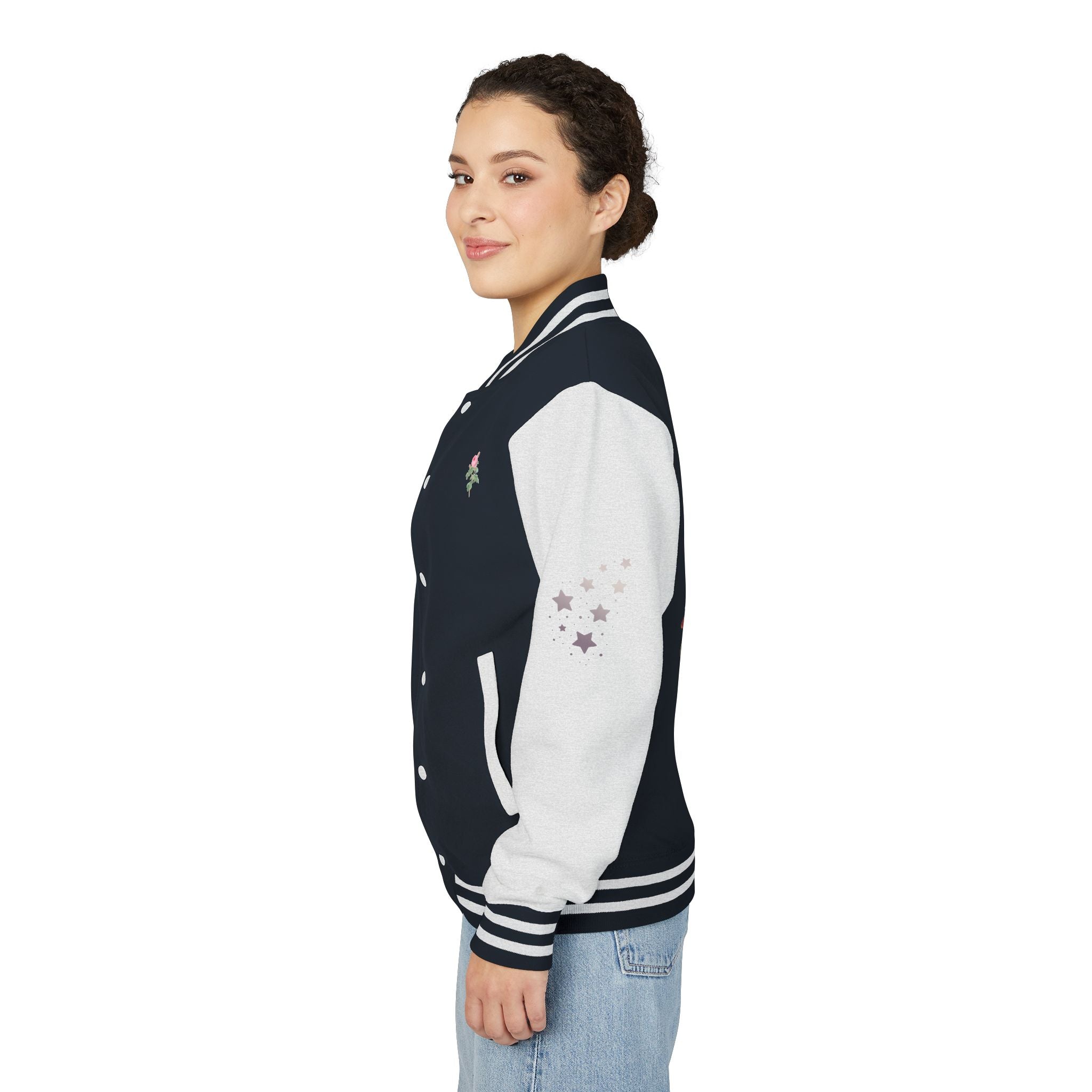 Under God | Watercolor Flag & Roses Varsity Jacket Adult Female