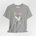 Adult Female Relaxed Comfort Tee:  Peace and Love