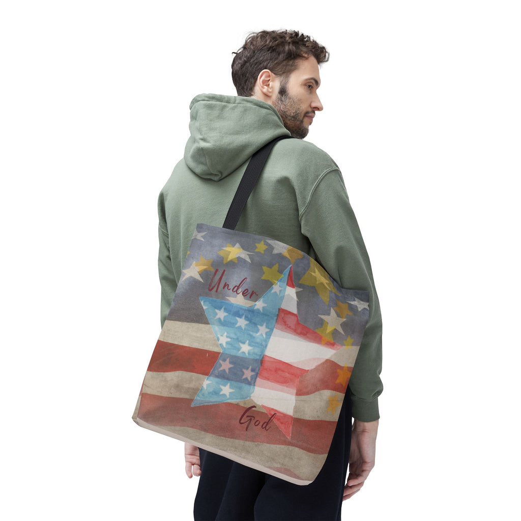 Under God | Watercolor Stars and Stripes Tote Bag 3 Sizes