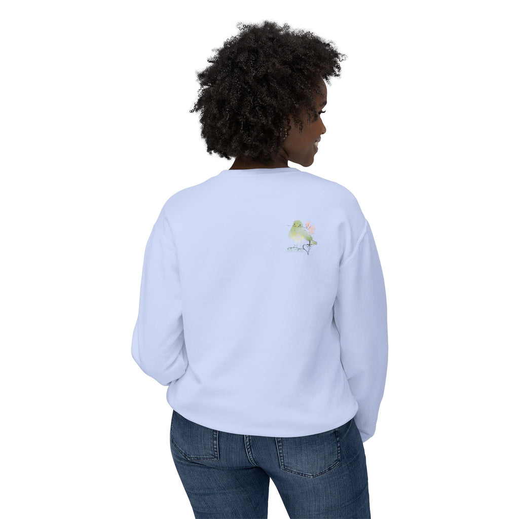 Female Adult Lightweight Crewneck Sweatshirt: Mom… Forever – Nurturing Floral